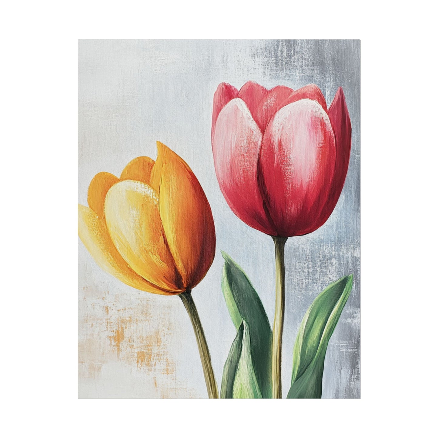 Vibrant Tulips Duo - Abstract Floral Art Print