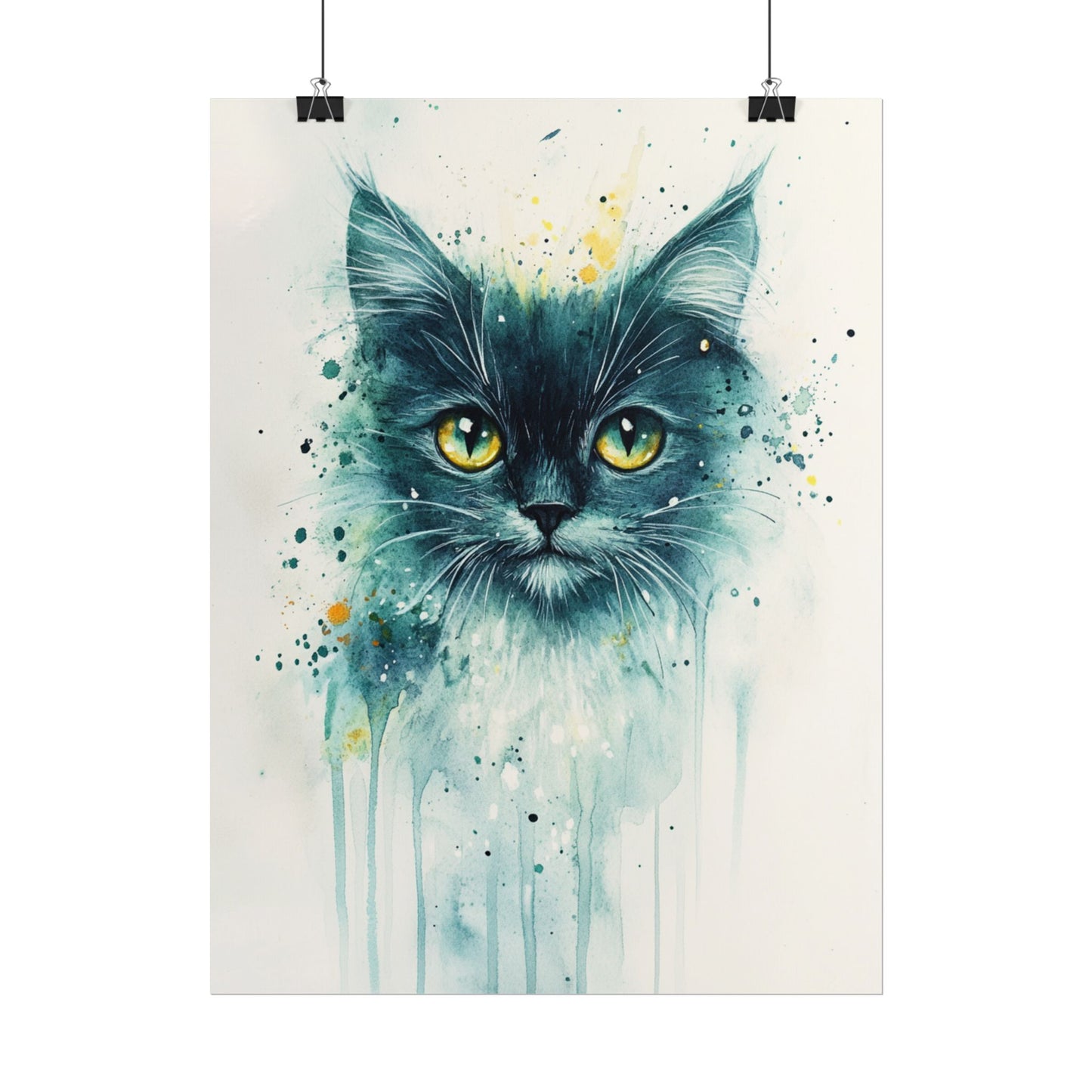 Enigmatic Gaze - Abstract Cat Watercolour Art Print