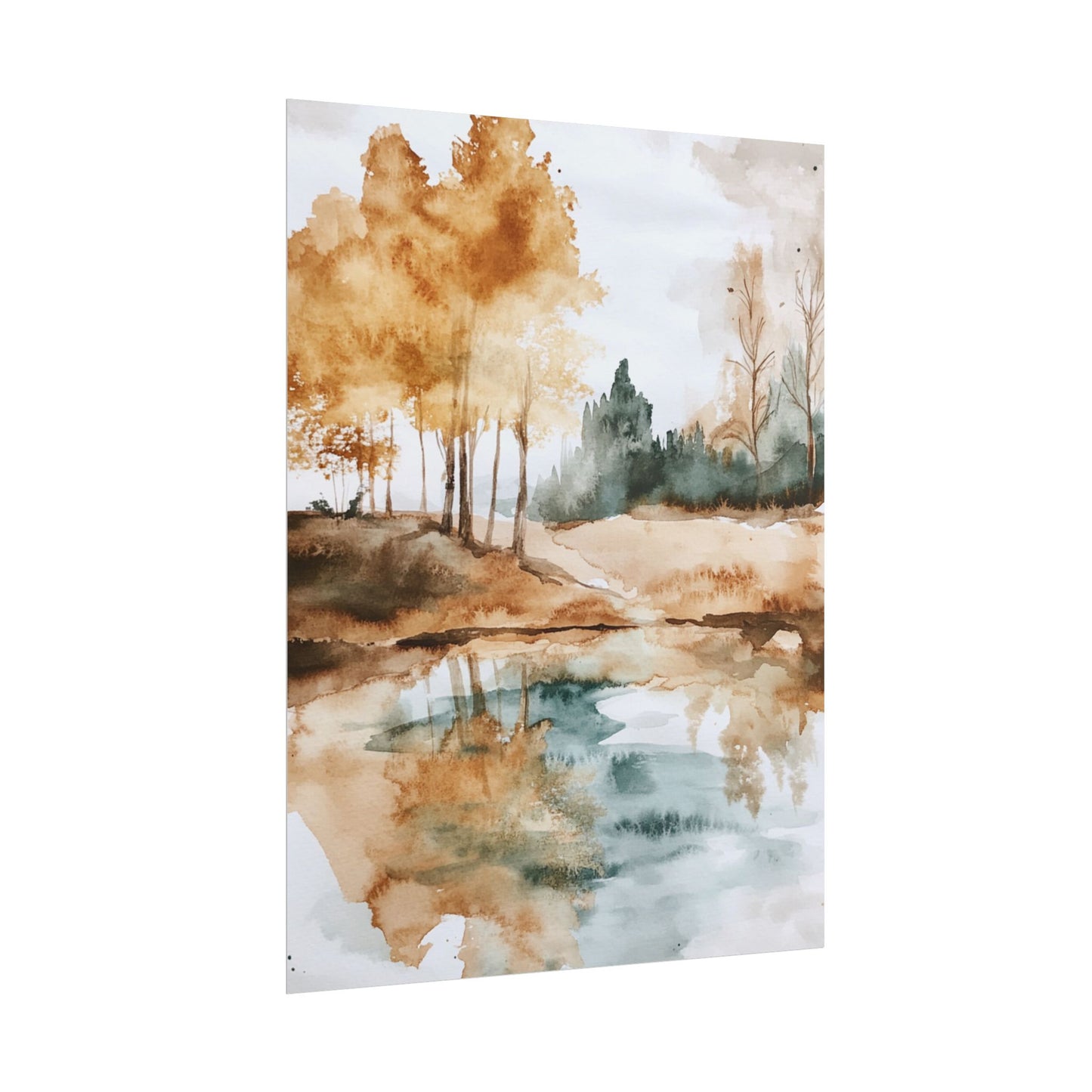 Autumn Serenity - Abstract Landscape Watercolour