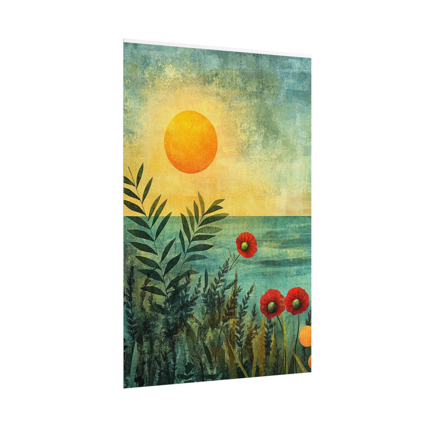 Sunrise Serenity - Abstract Coastal Floral Art Print