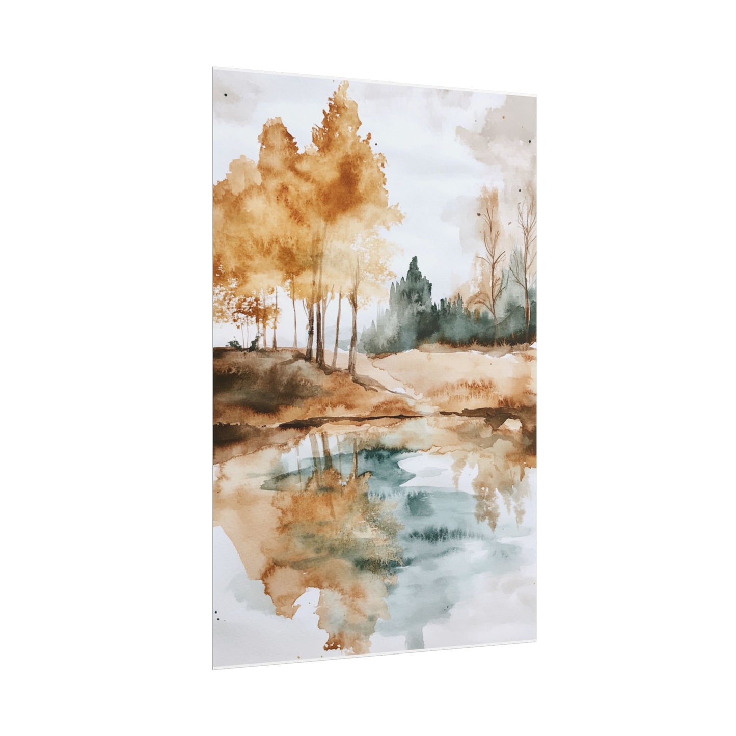 Autumn Serenity - Abstract Landscape Watercolour