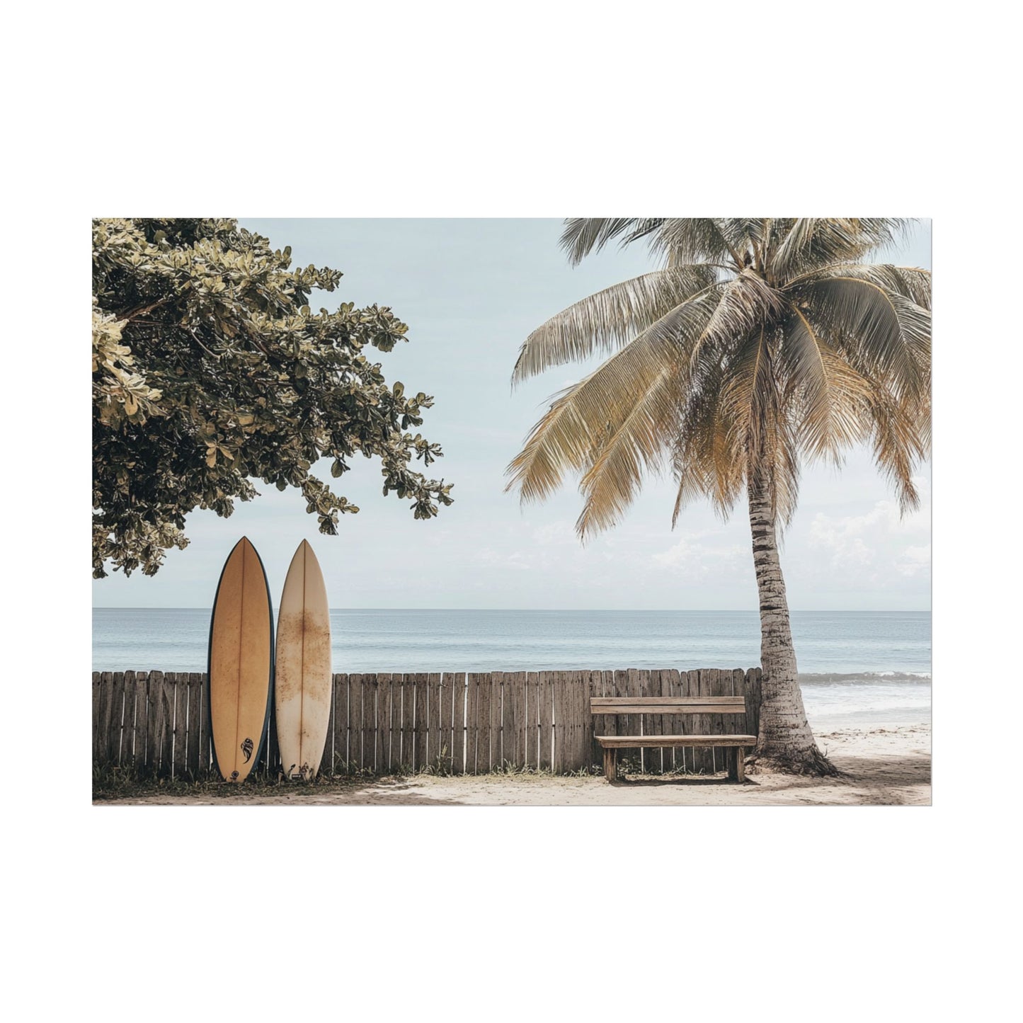 Tranquil Hawaiian Beach Scene with Surfboards