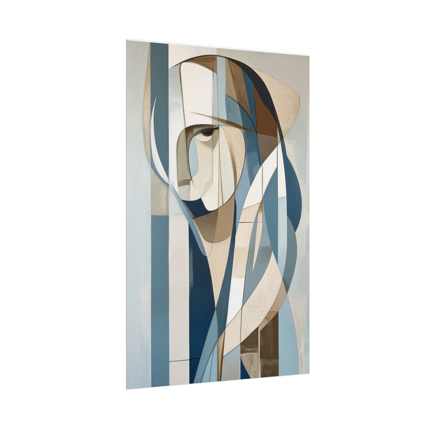 Contemplation in Blue - Modern Abstract Portrait