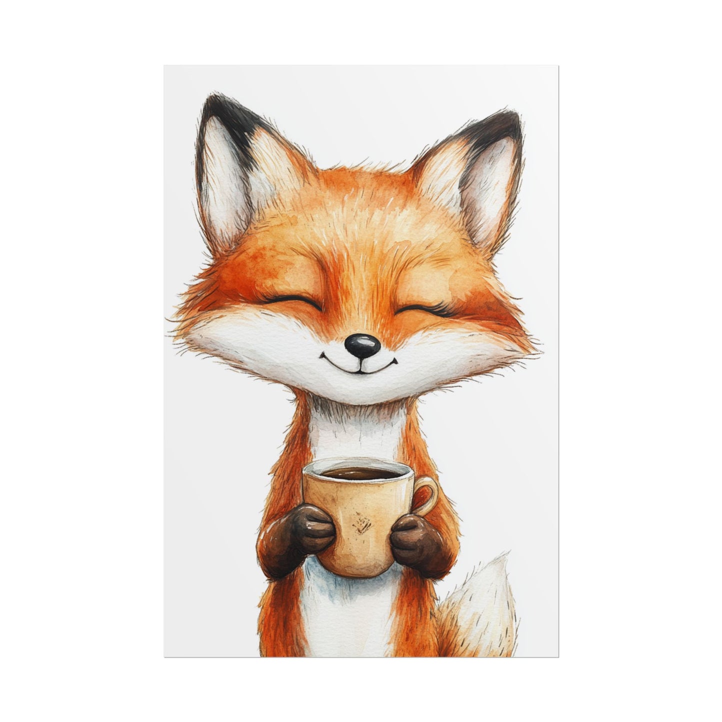 Morning Delight - Abstract Fox with Coffee