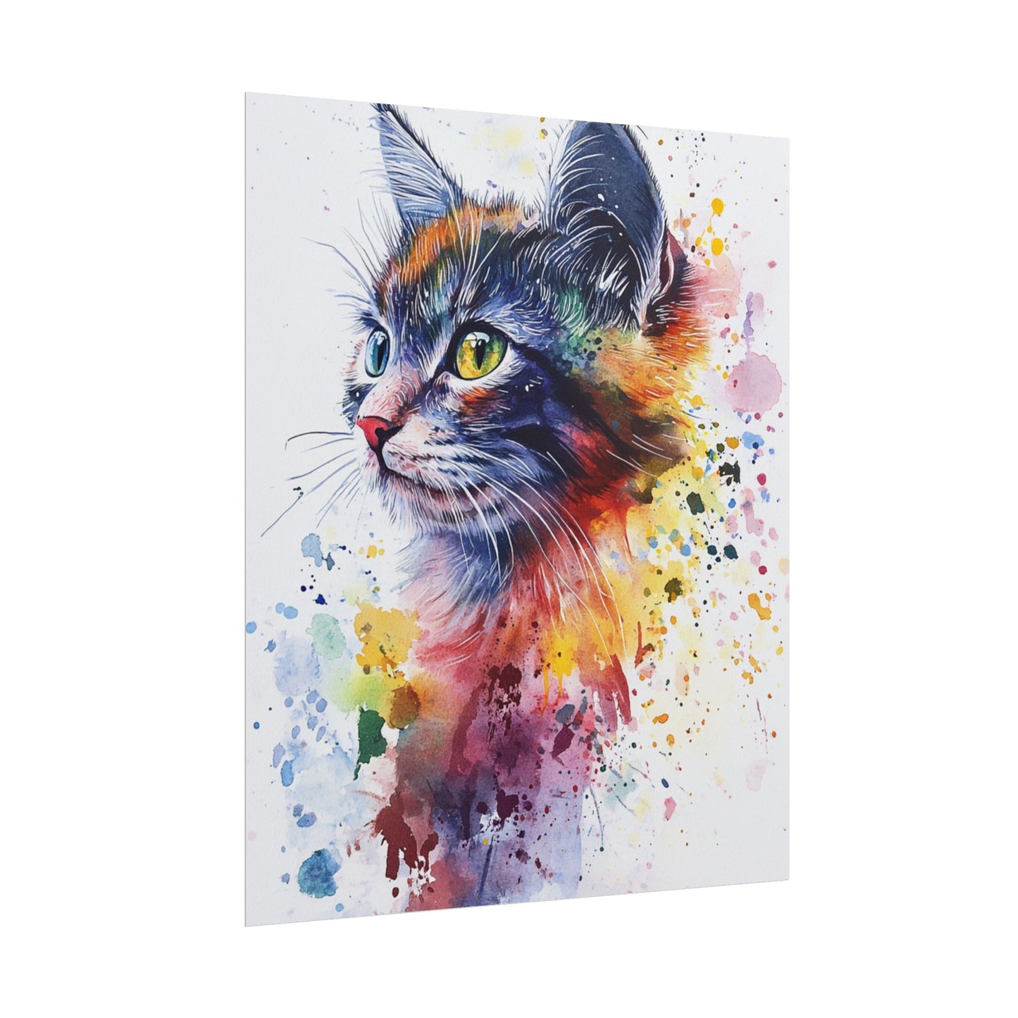 Vibrant Feline - Abstract Watercolour Cat Art Print