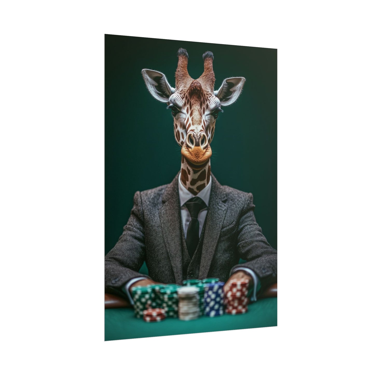 Poker Face Giraffe - Abstract Art with a Playful Twist