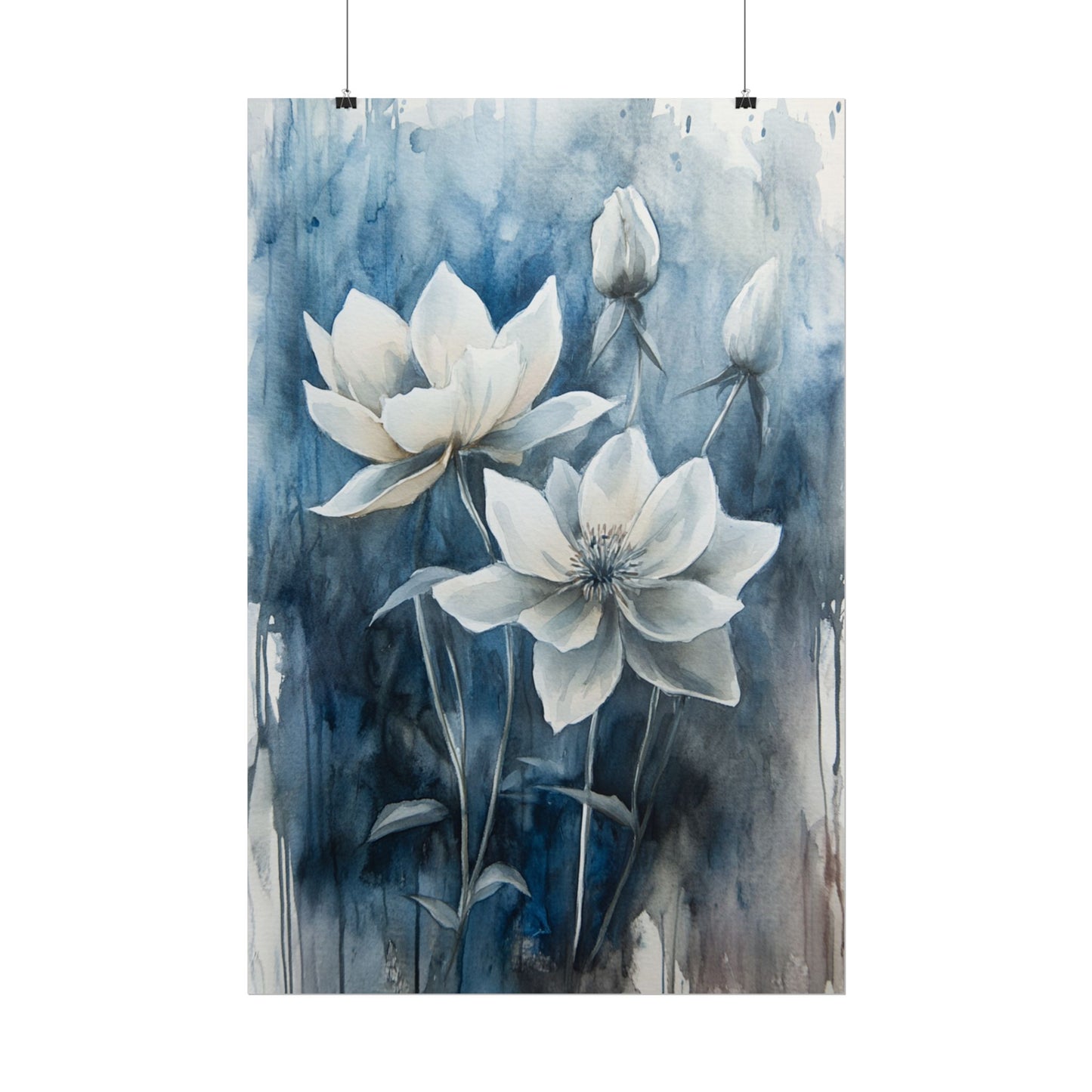 Midnight Blooms - Abstract Floral Watercolour Art Print