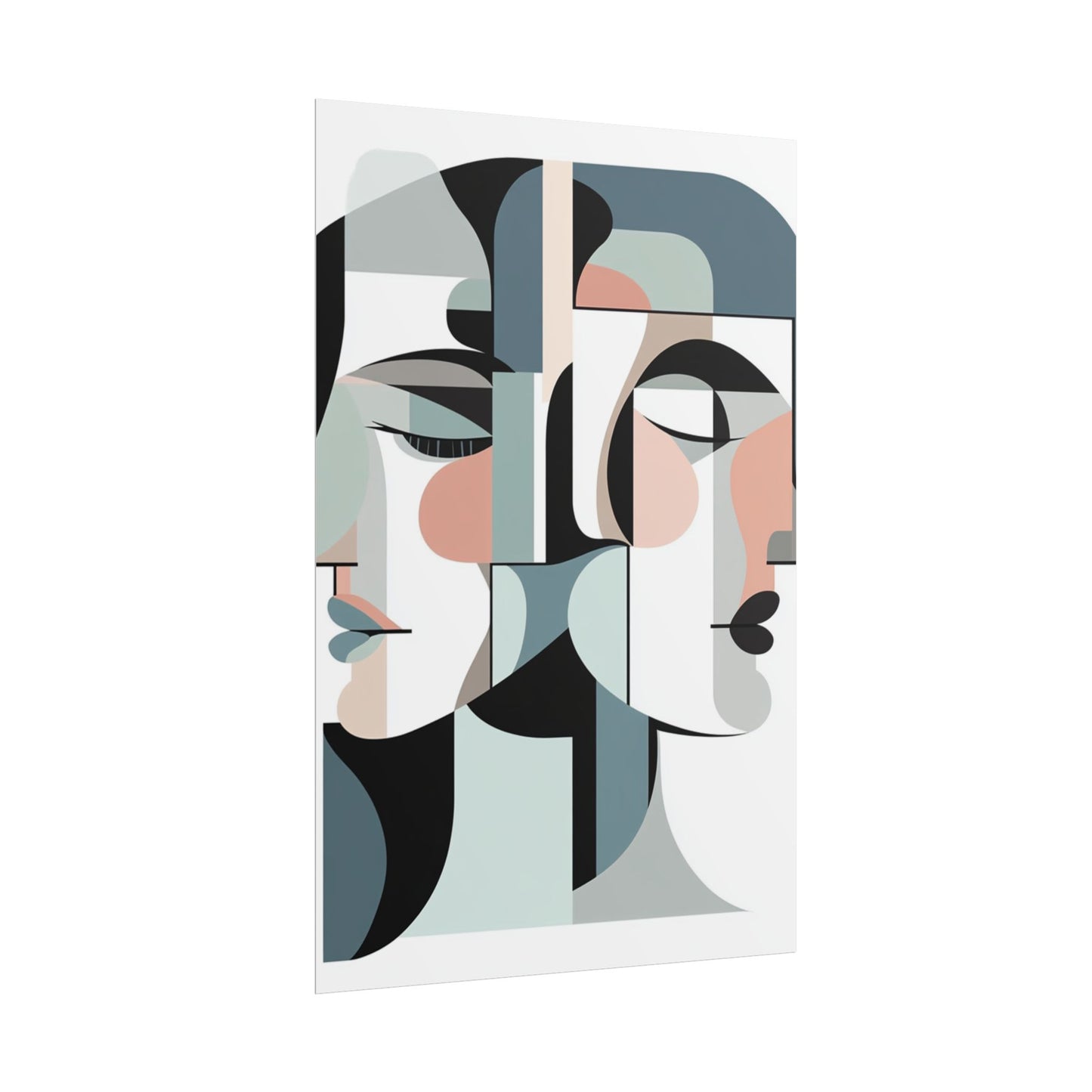 Duality in Form - Abstract Faces Art Print