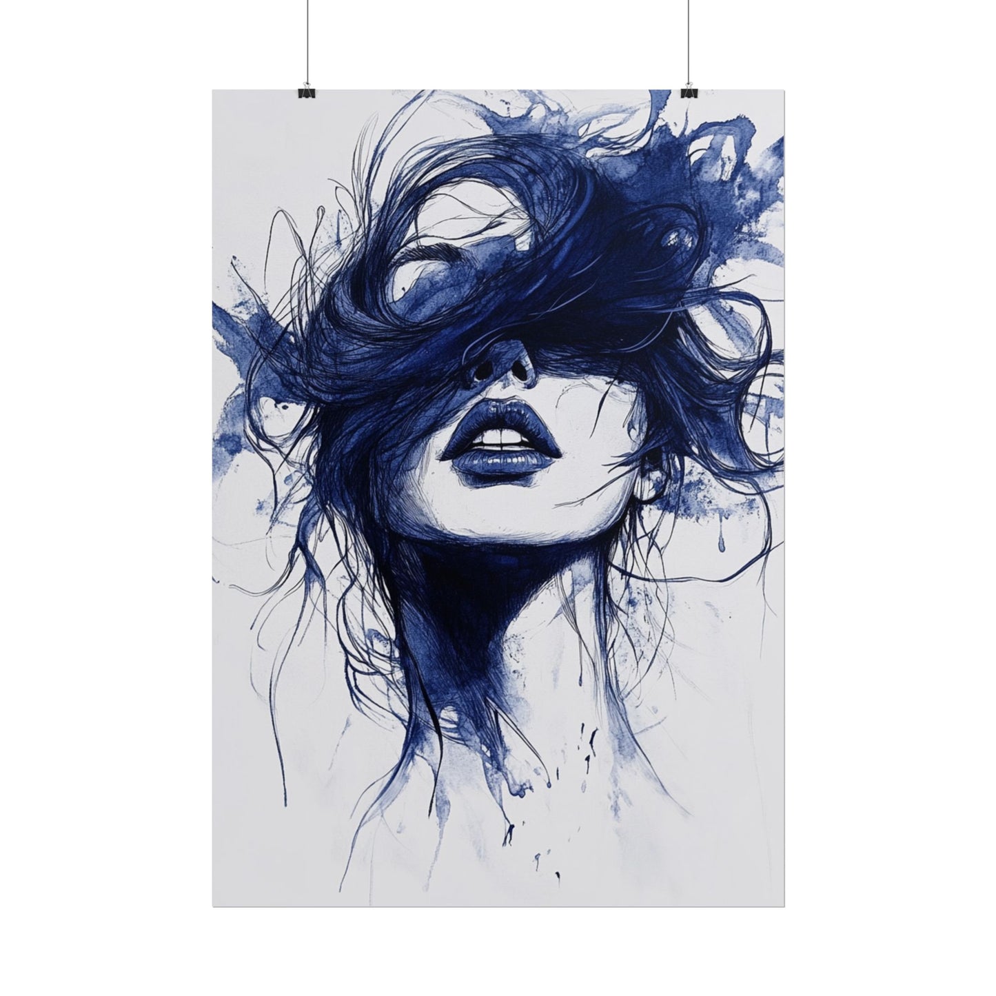 Veil of Blue - Abstract Portrait Print