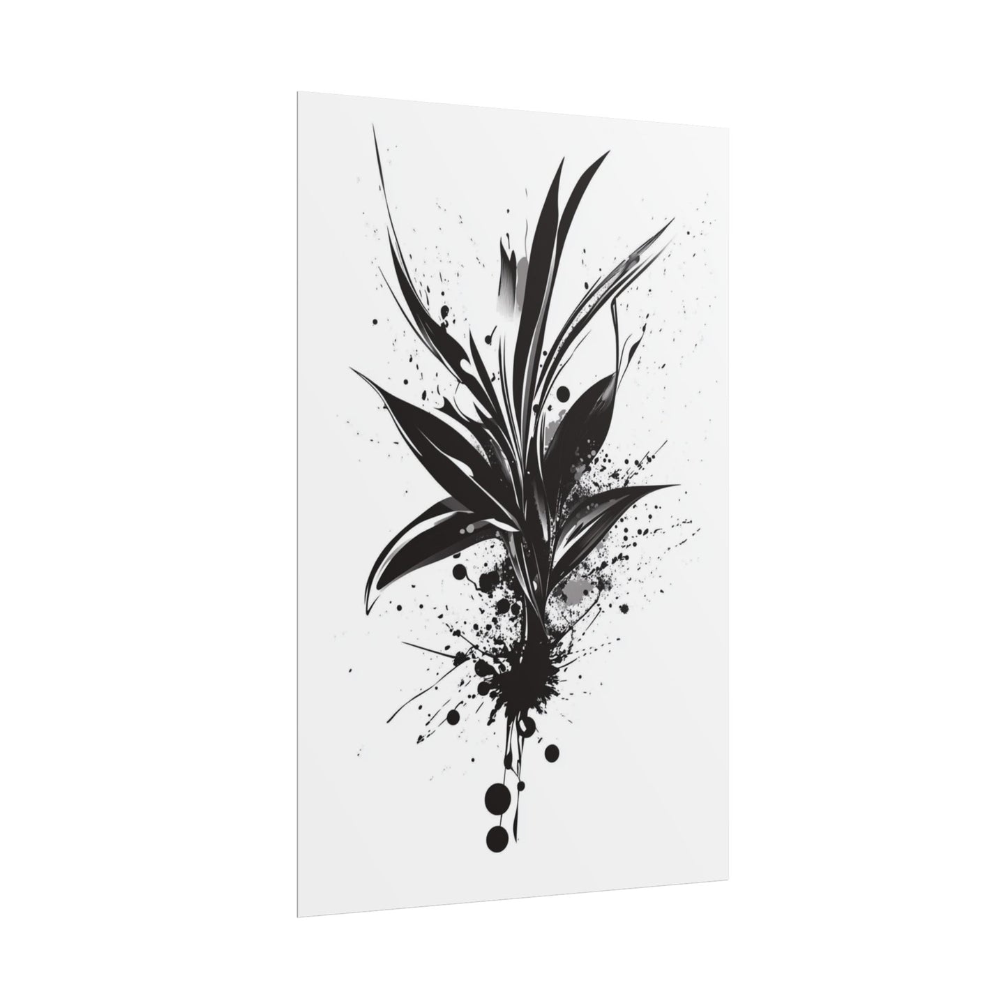 Ink Bloom - Monochrome Abstract Botanical Art Print