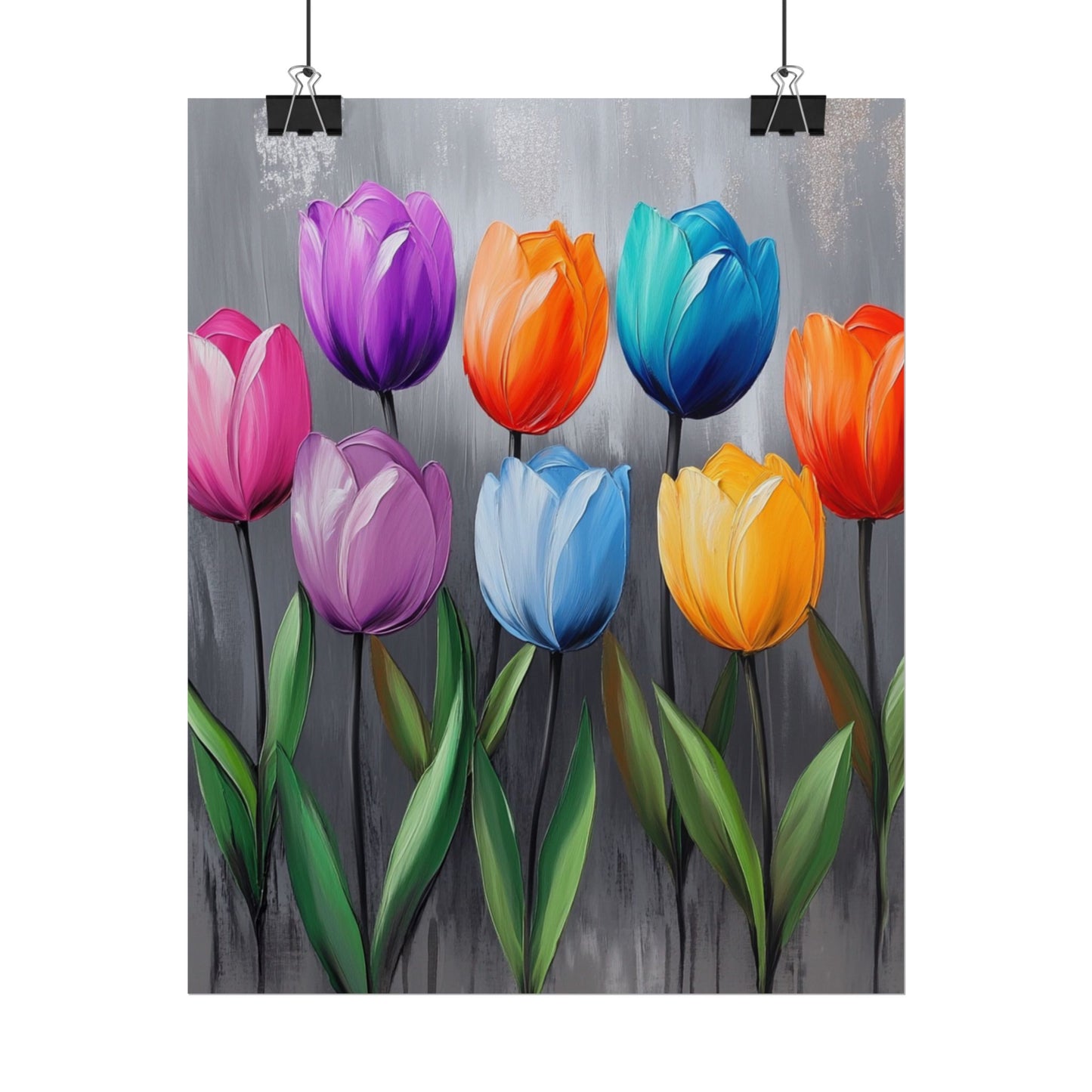 Colourful Tulips - Abstract Floral Art Print