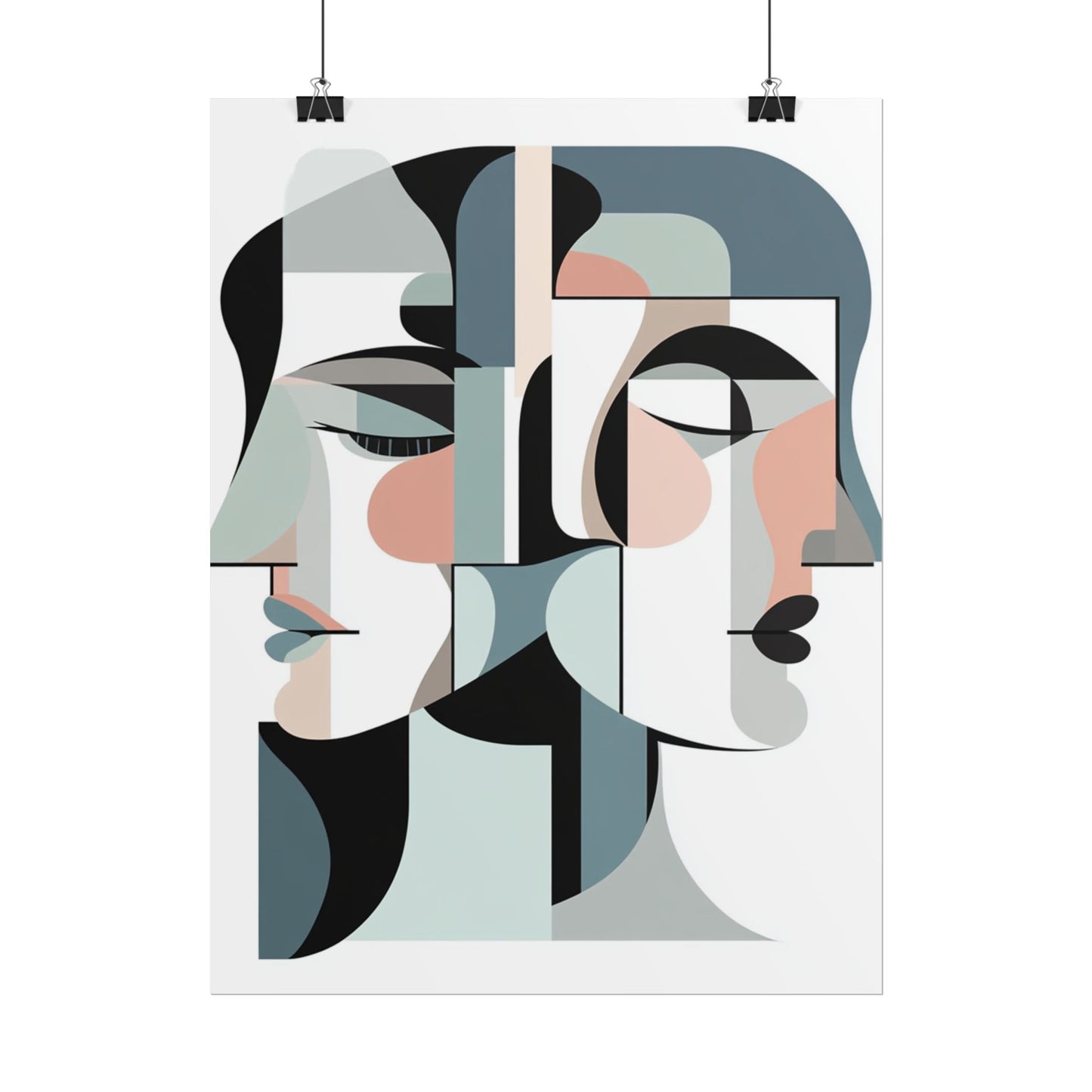 Duality in Form - Abstract Faces Art Print