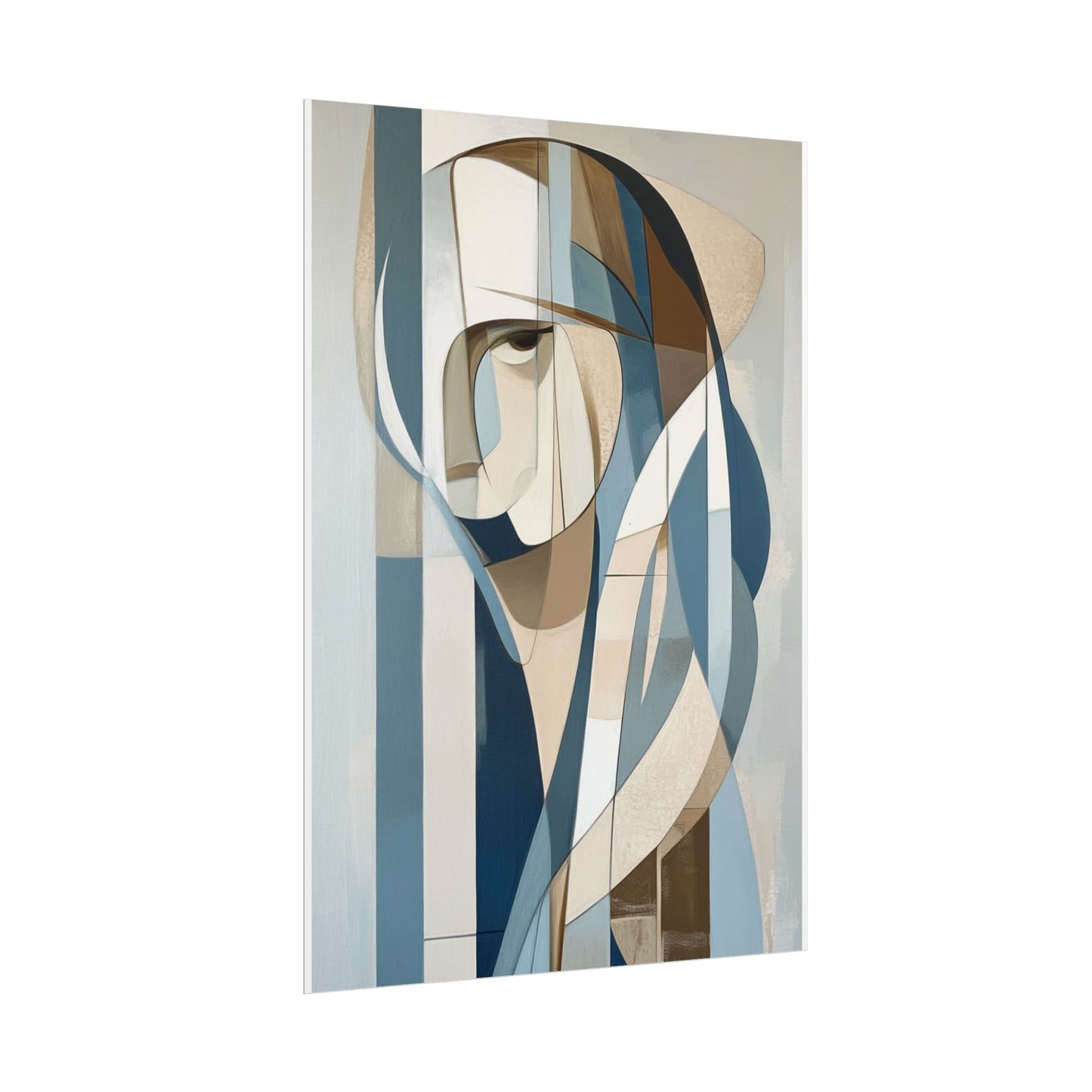 Contemplation in Blue - Modern Abstract Portrait