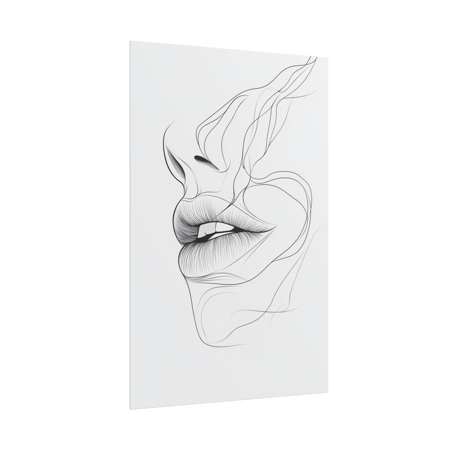 Echoes of Simplicity - Minimalist Abstract Lips Line Art