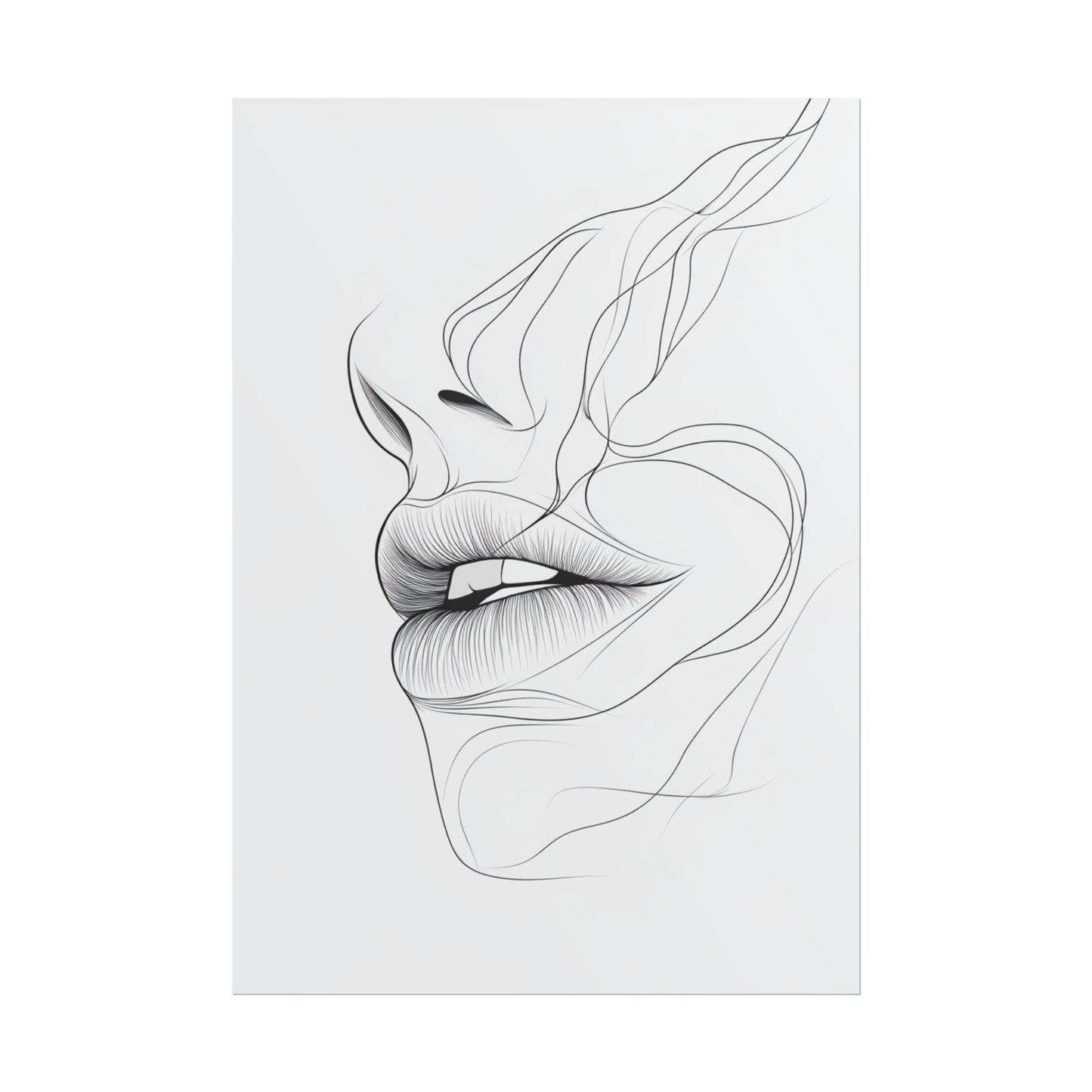 Echoes of Simplicity - Minimalist Abstract Lips Line Art