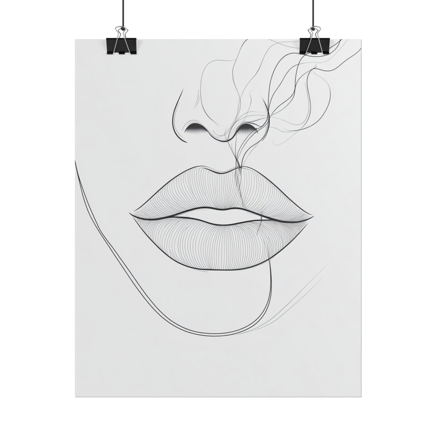 Whispers of Elegance - Abstract Line Art of Lips