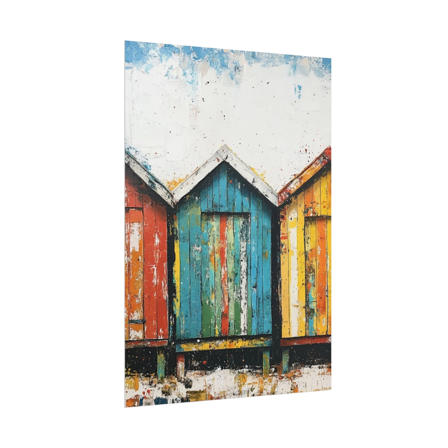 Vibrant Beach Huts - Coastal Abstract Art Print