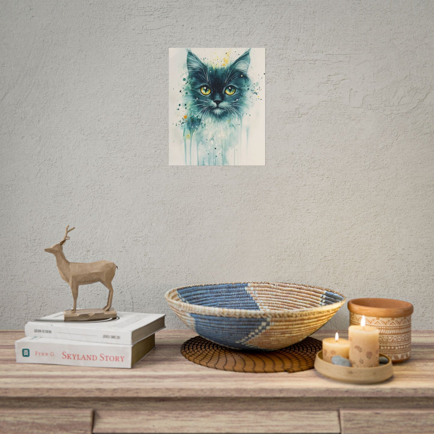 Enigmatic Gaze - Abstract Cat Watercolour Art Print