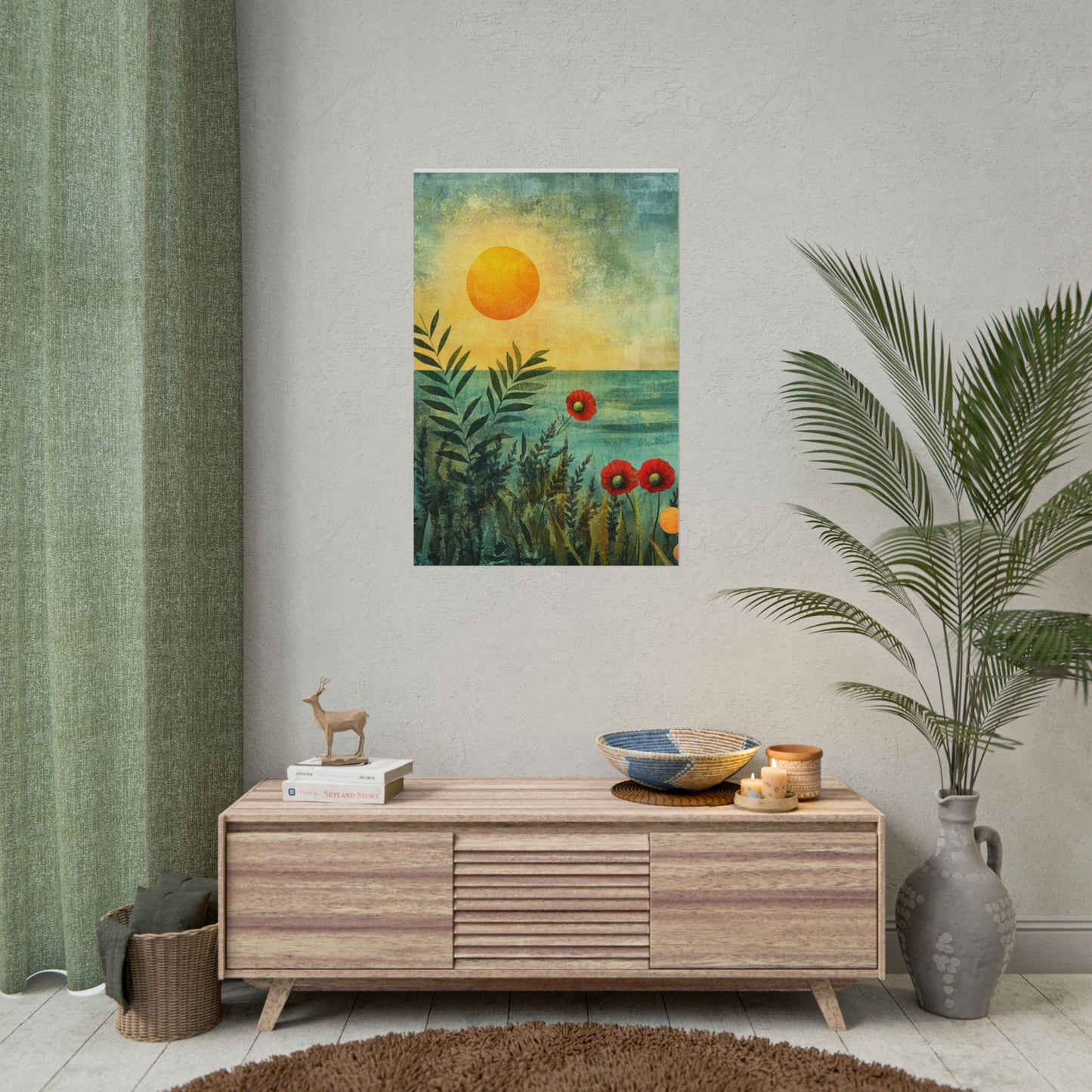 Sunrise Serenity - Abstract Coastal Floral Art Print