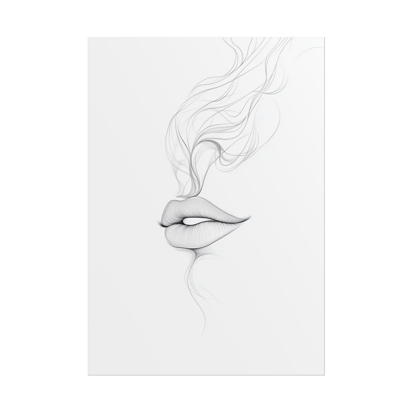 Whispers of Elegance - Delicate Abstract Line Art of Lips