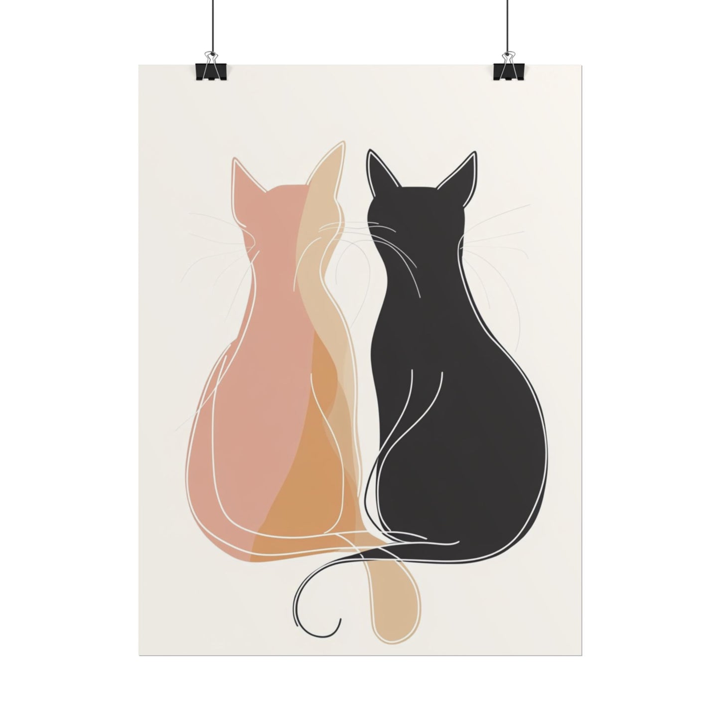 Companions in Silence - Minimalist Abstract Cat Duo