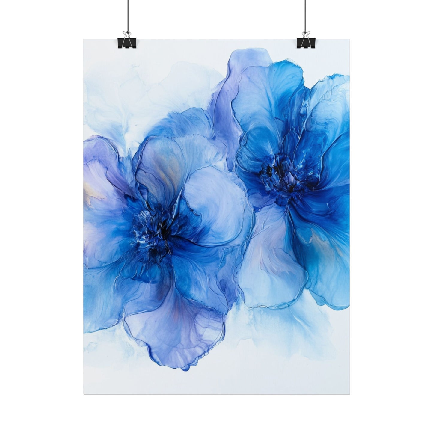 Ethereal Duo - Abstract Floral Art in Shades of Blue