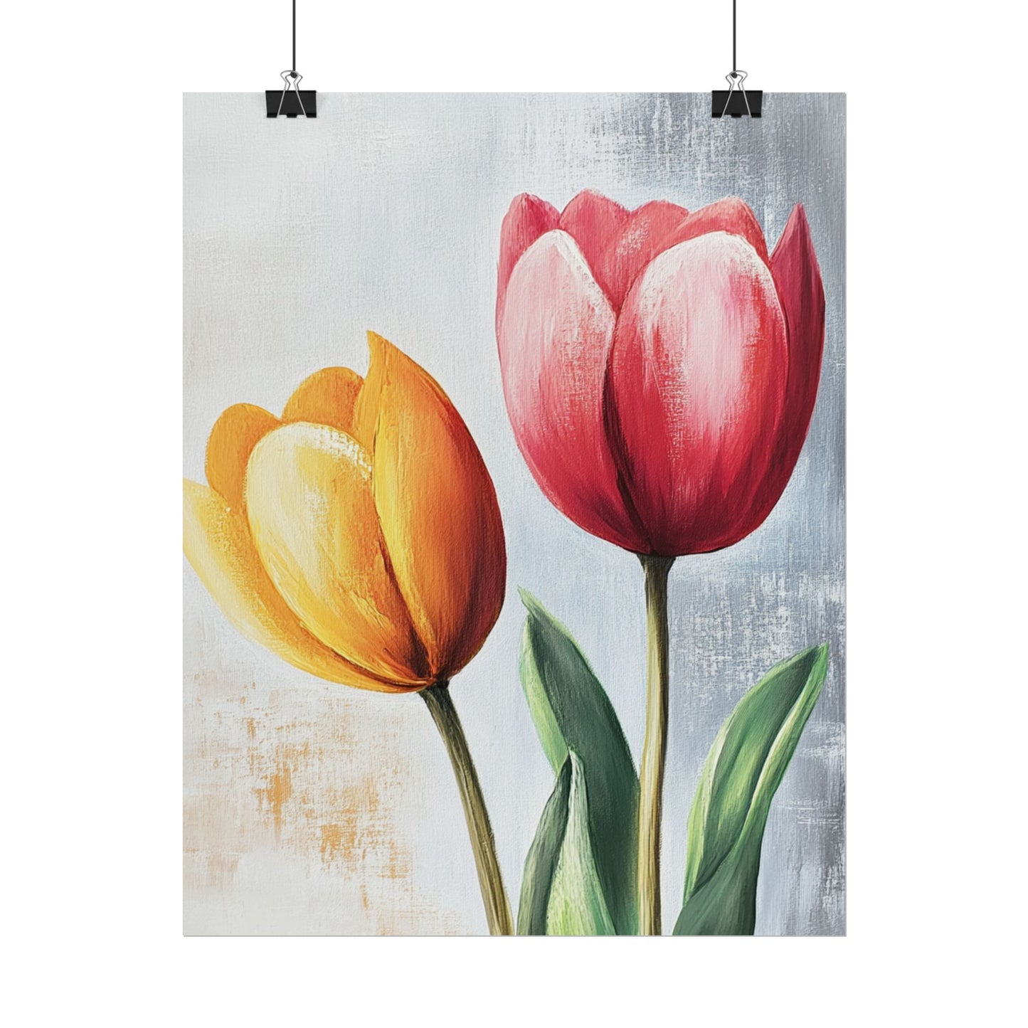 Vibrant Tulips Duo - Abstract Floral Art Print