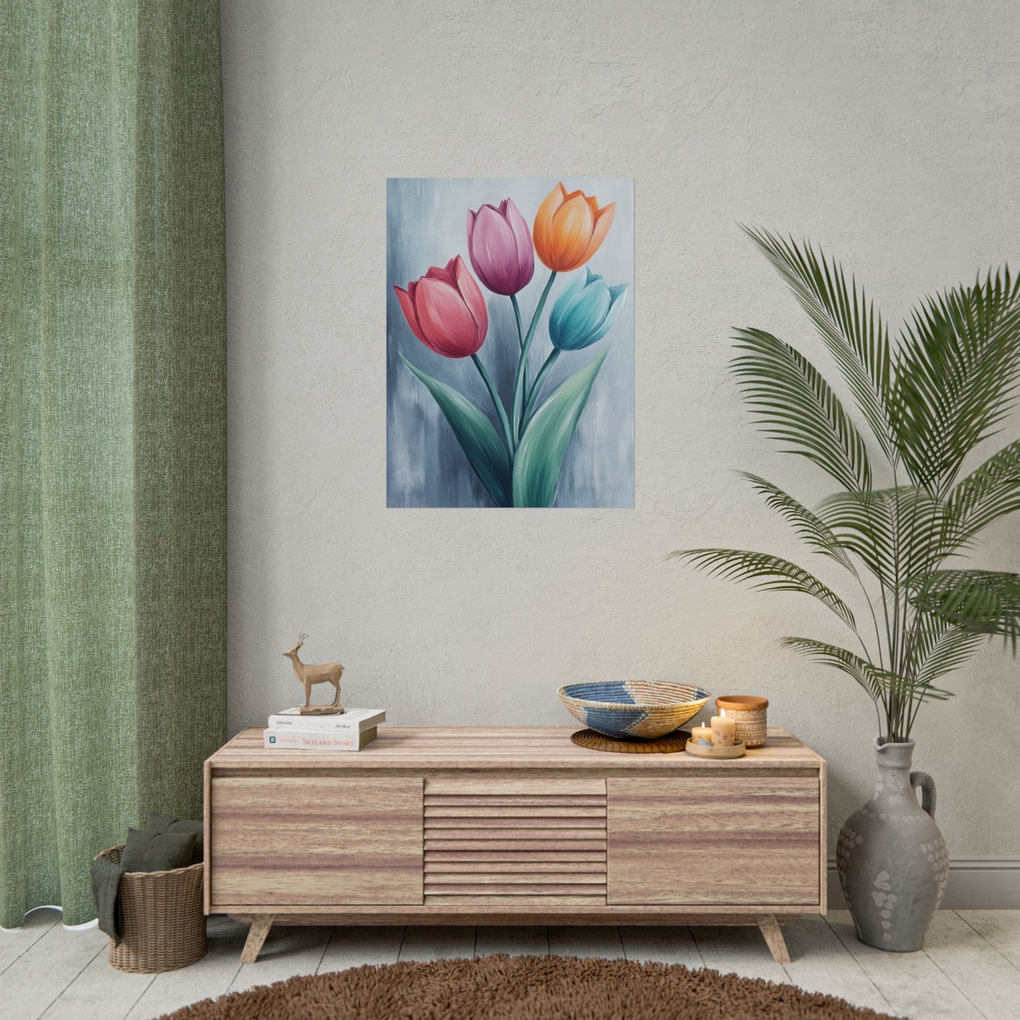 Colourful Tulip Quartet - Abstract Floral Art Print