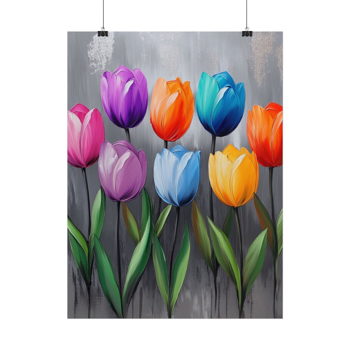 Colourful Tulips - Abstract Floral Art Print