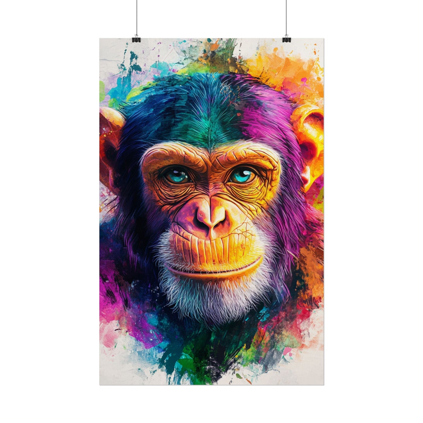 Vibrant Primate - Abstract Portrait of a Chimpanzee