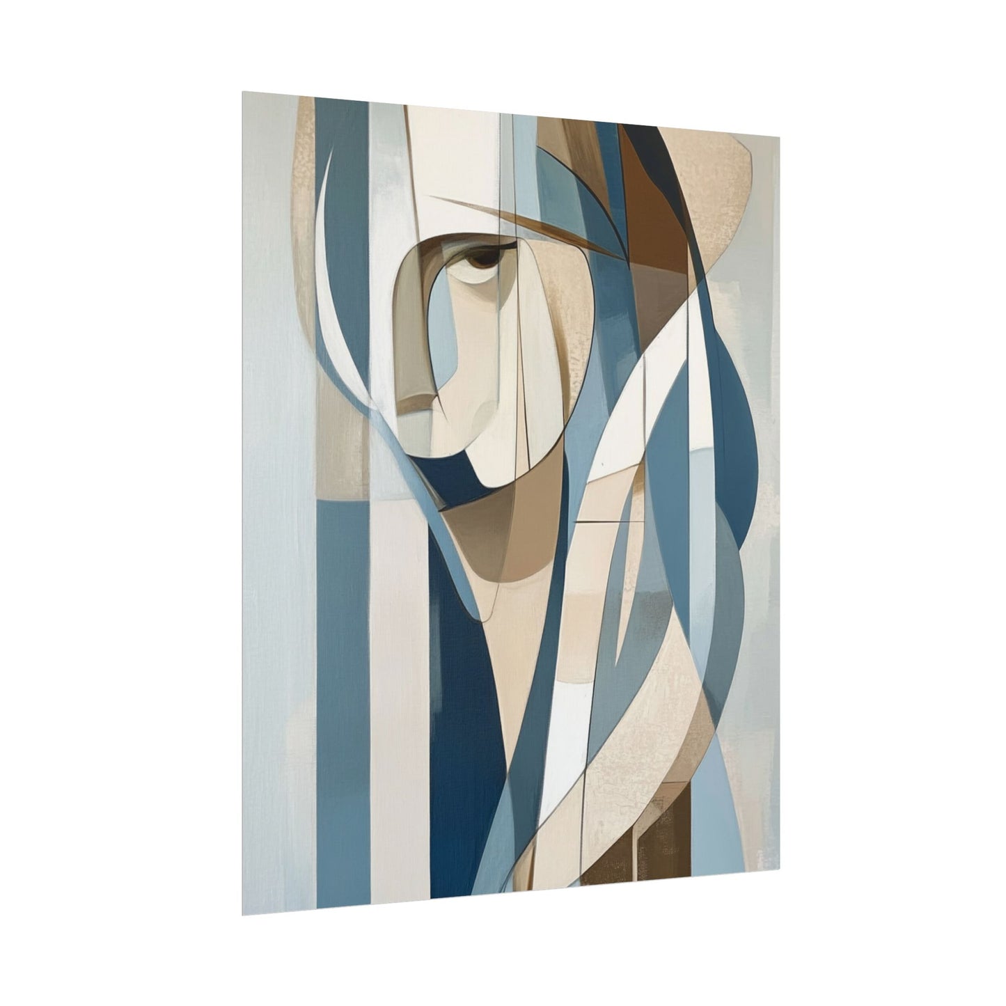 Contemplation in Blue - Modern Abstract Portrait