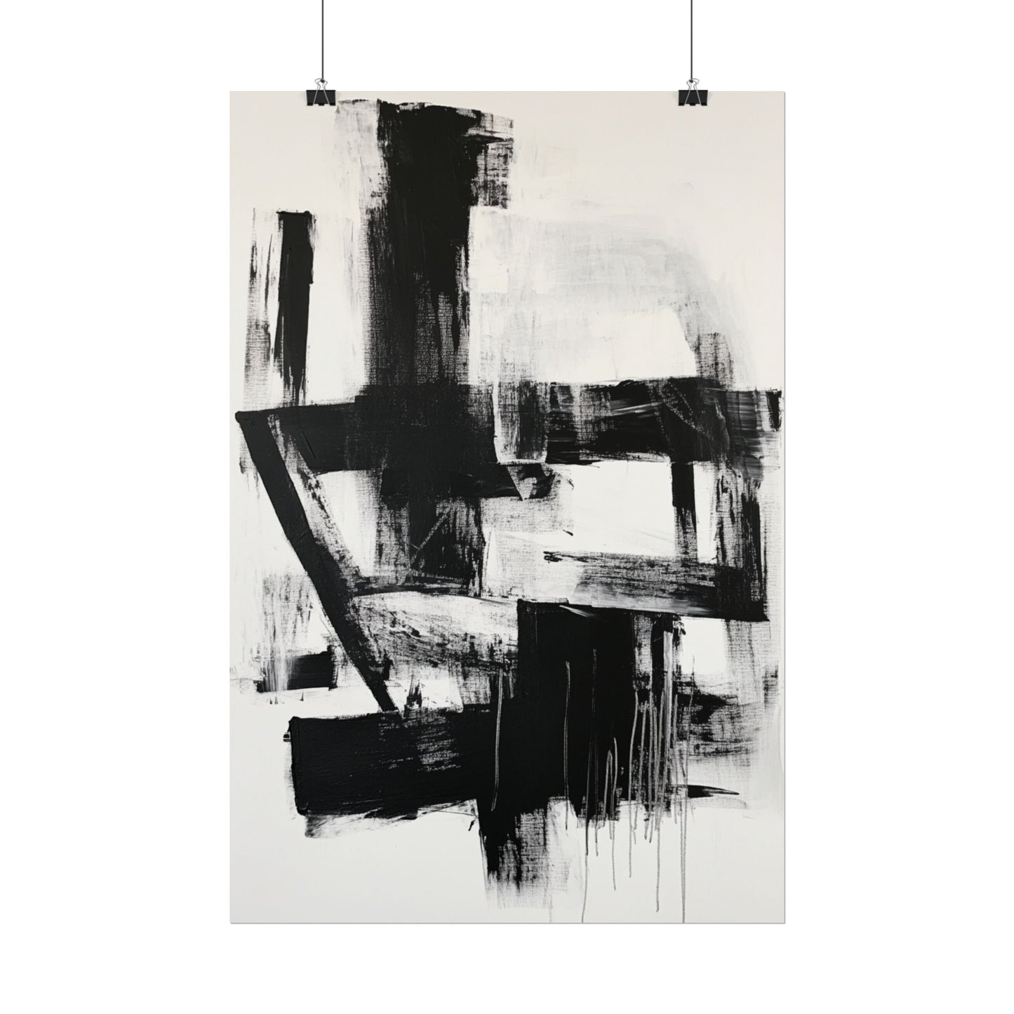 Monochrome Symphony - Abstract Black and White Art Print