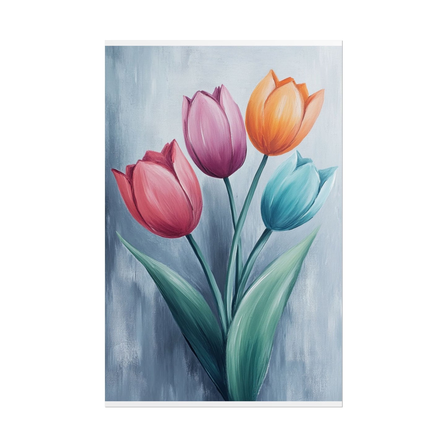 Colourful Tulip Quartet - Abstract Floral Art Print