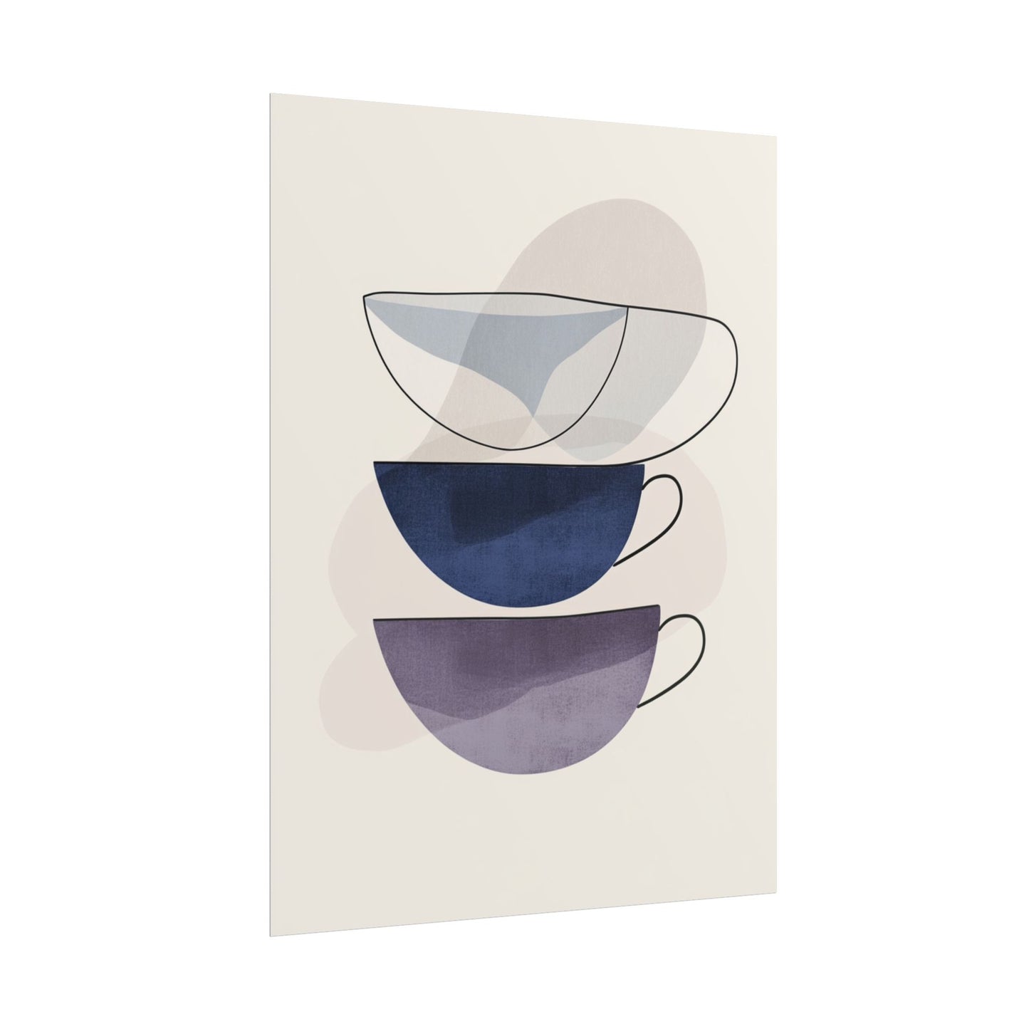 Minimalist Teacups - Abstract Modern Art Print