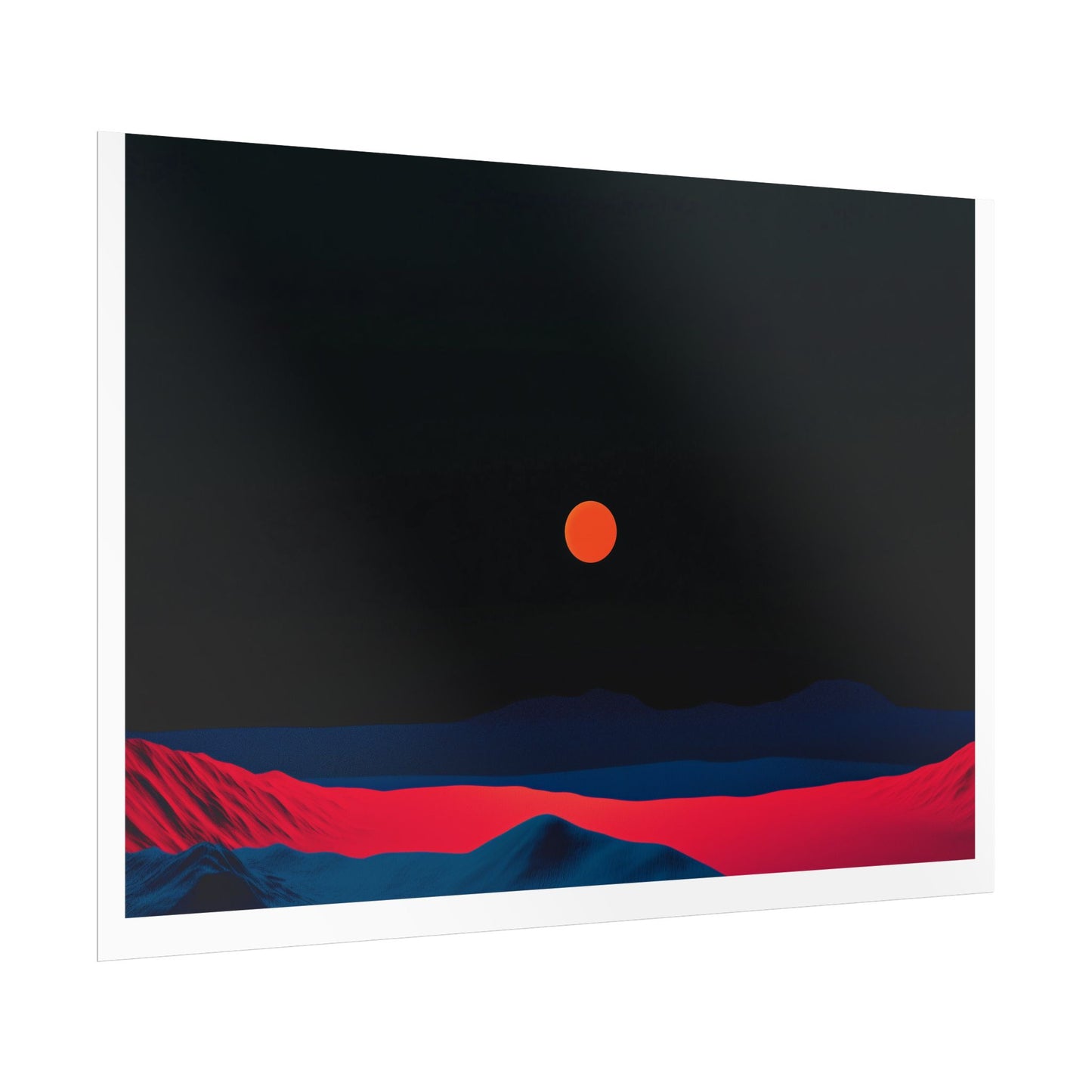 Blood Moon Over Fiery Mountains - Abstract Art Print