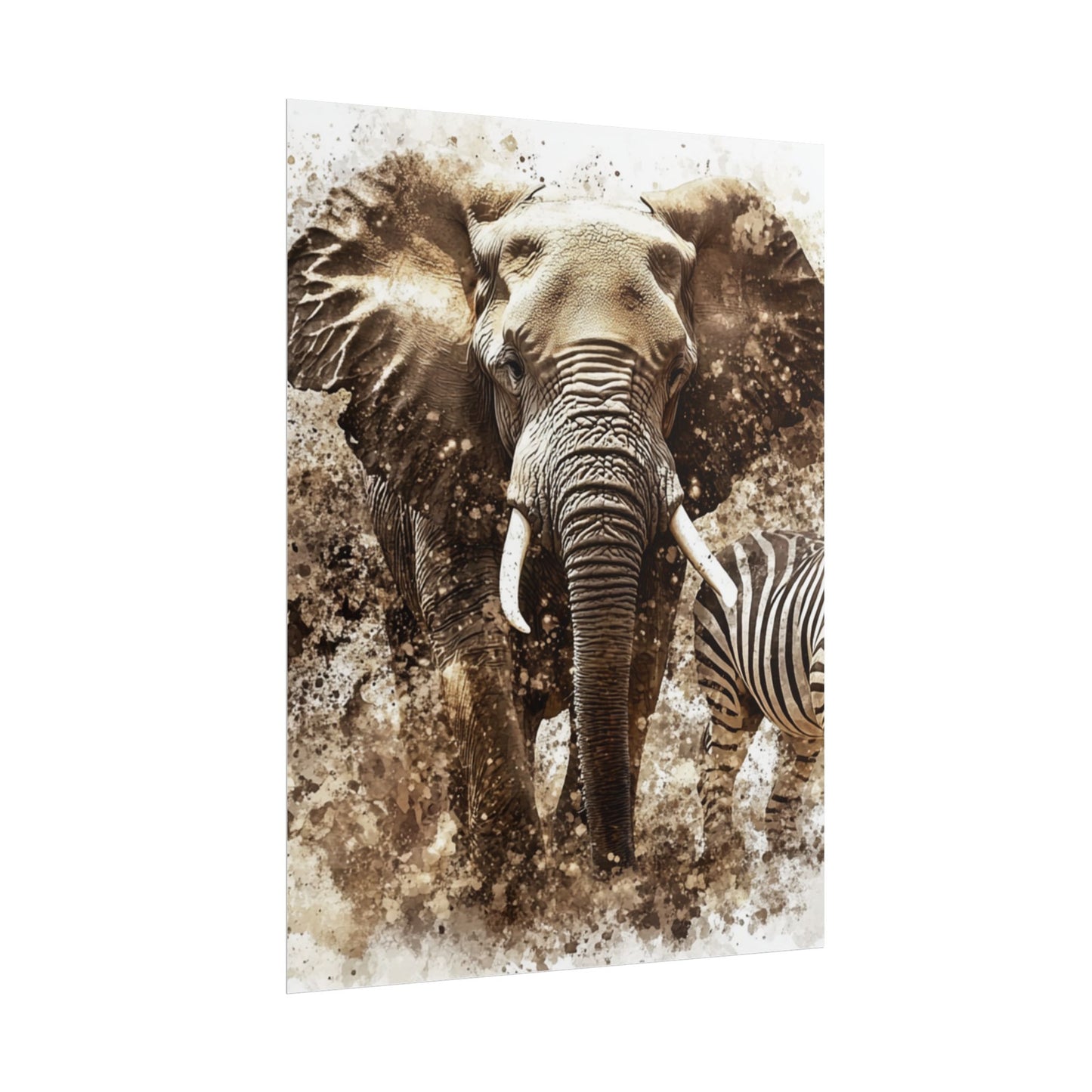 Safari Majesty - Abstract Elephant and Zebra Art Print