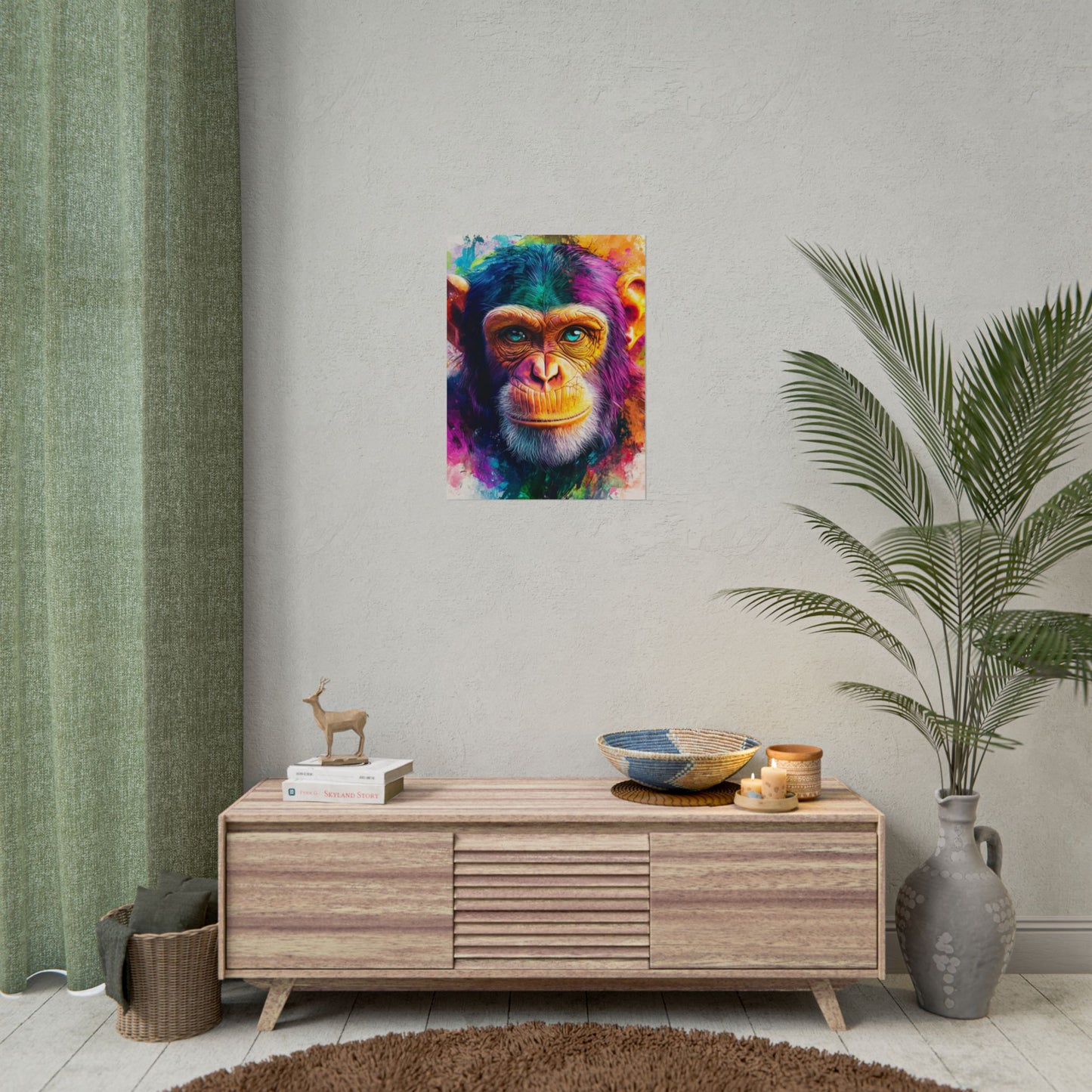 Vibrant Primate - Abstract Portrait of a Chimpanzee