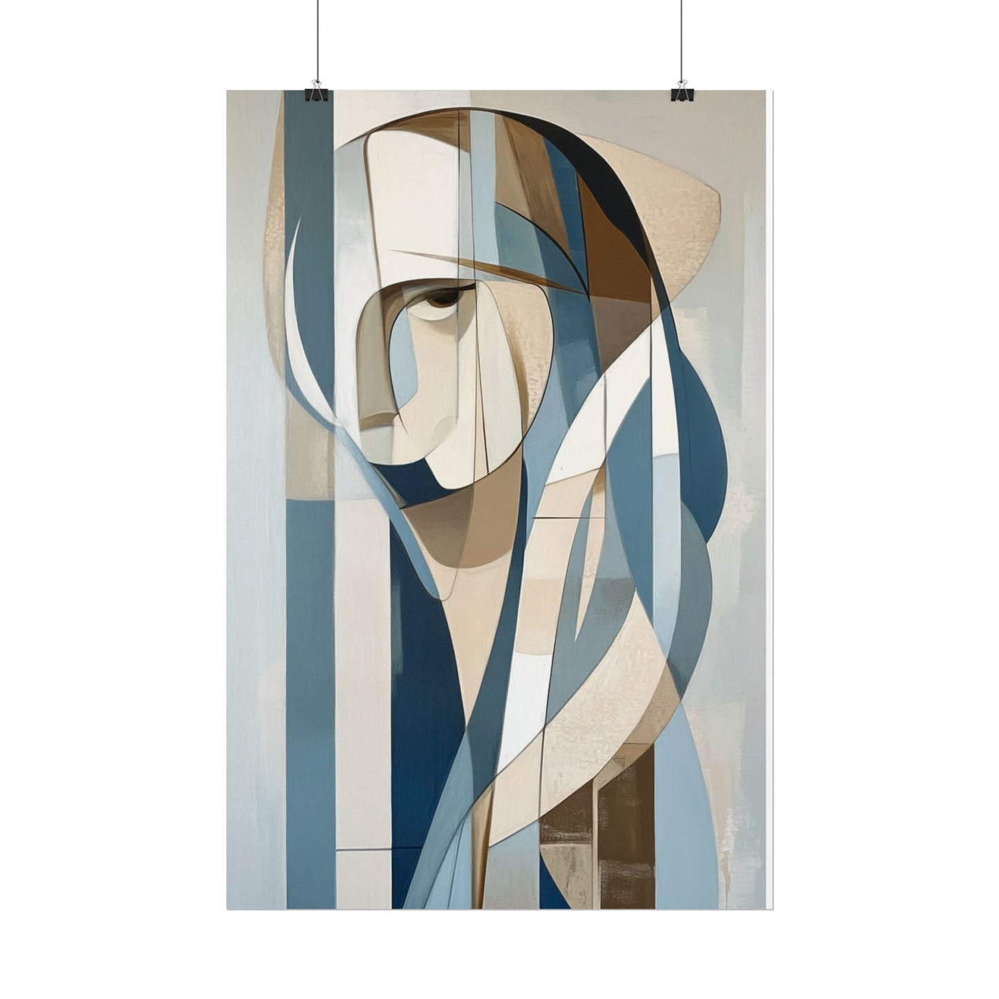 Contemplation in Blue - Modern Abstract Portrait