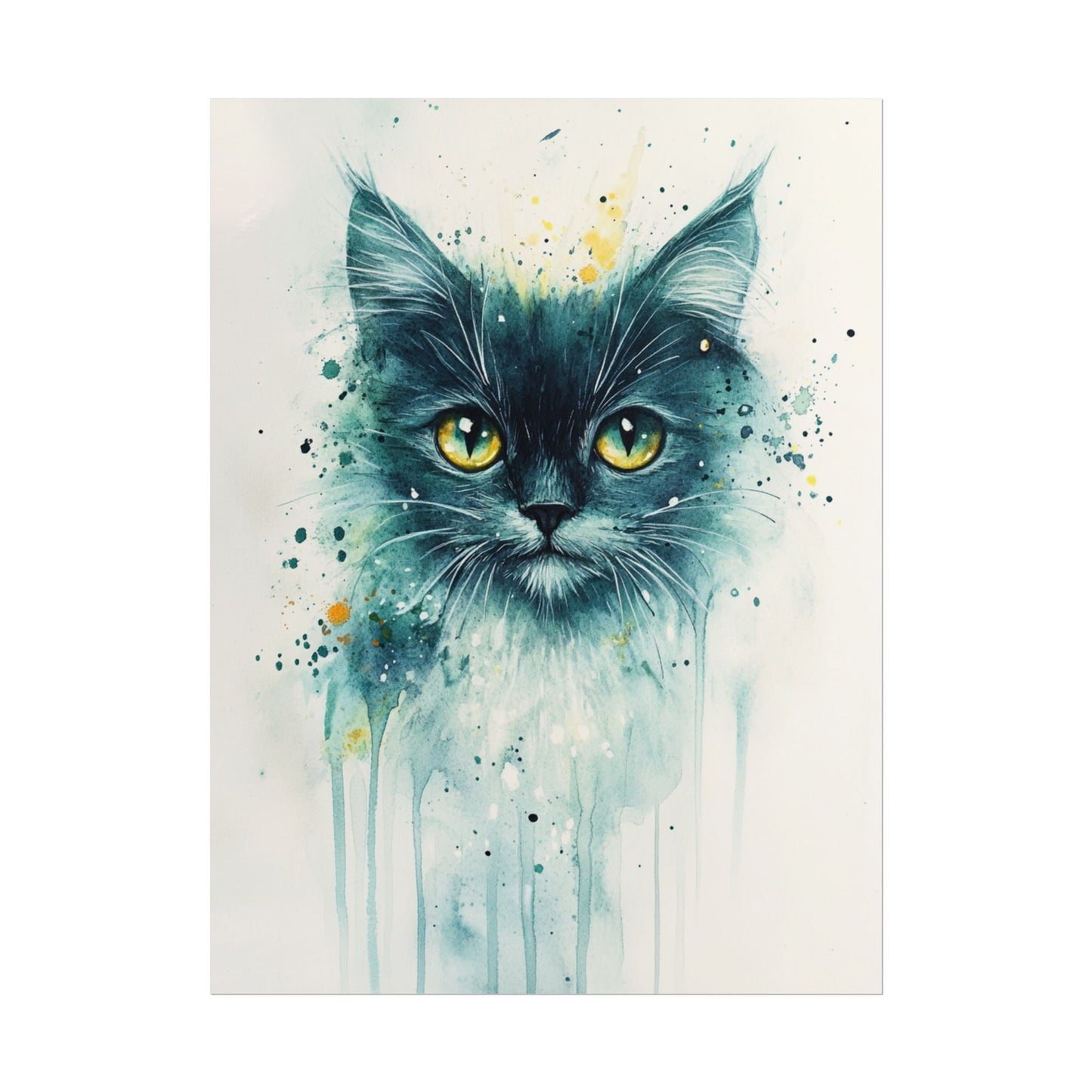 Enigmatic Gaze - Abstract Cat Watercolour Art Print