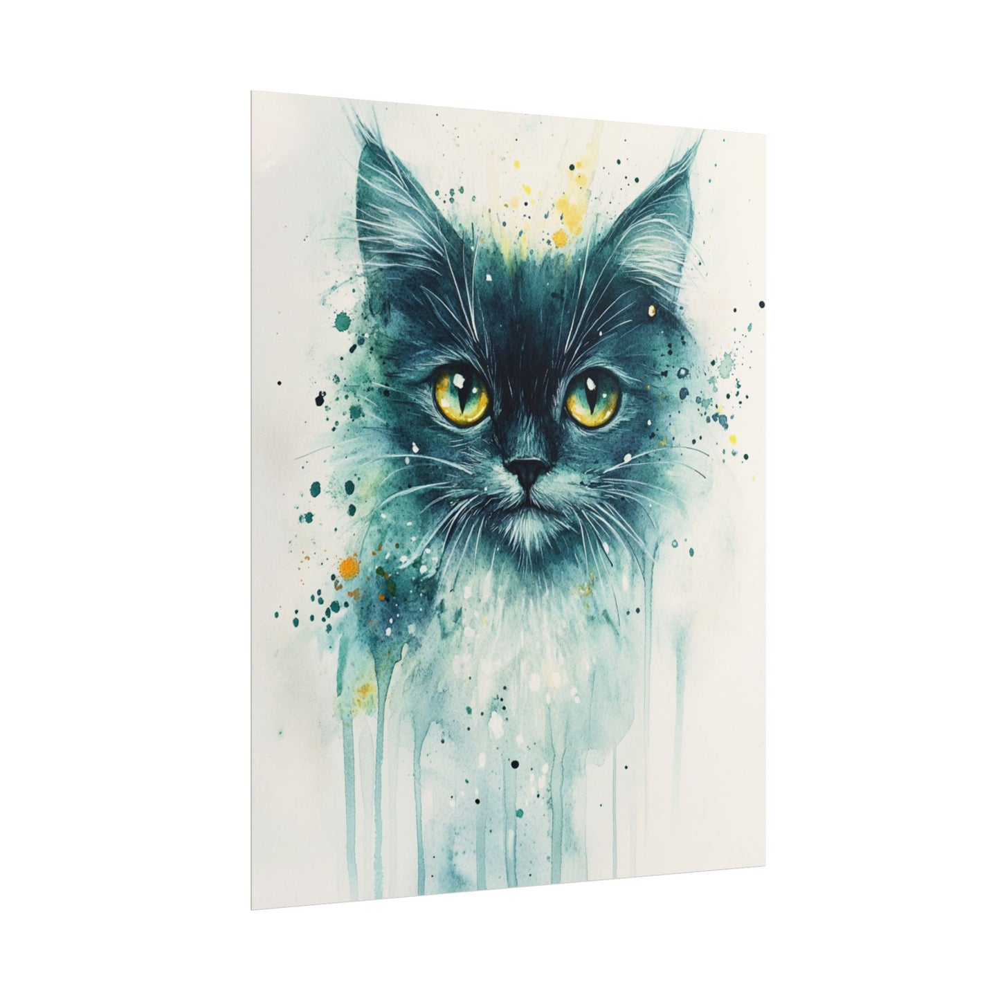 Enigmatic Gaze - Abstract Cat Watercolour Art Print