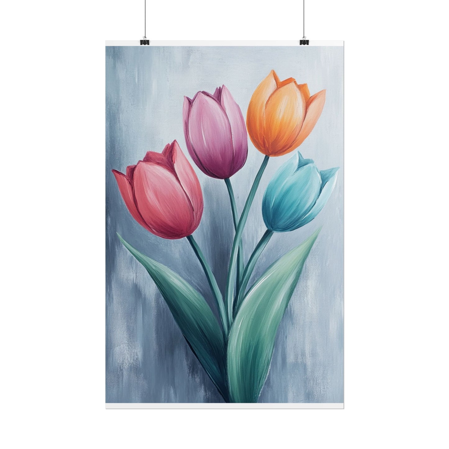 Colourful Tulip Quartet - Abstract Floral Art Print