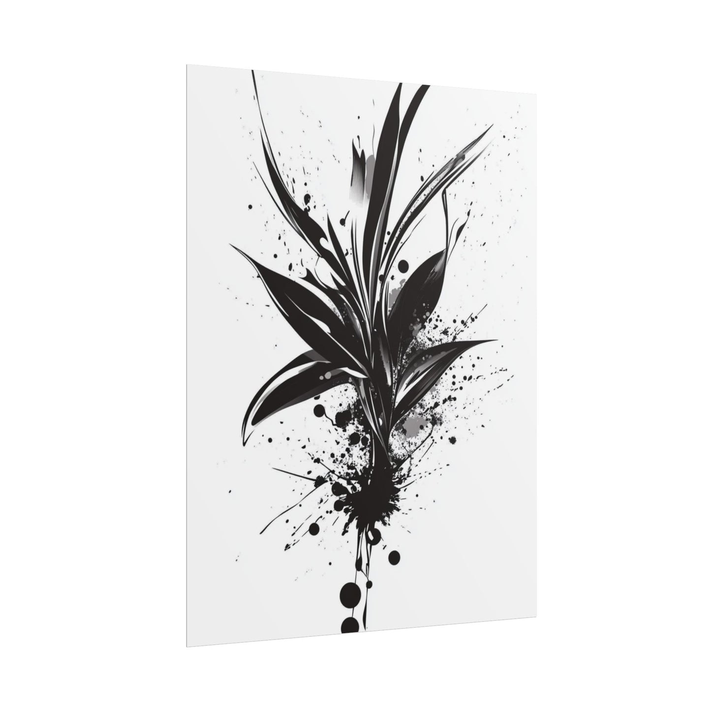 Ink Bloom - Monochrome Abstract Botanical Art Print