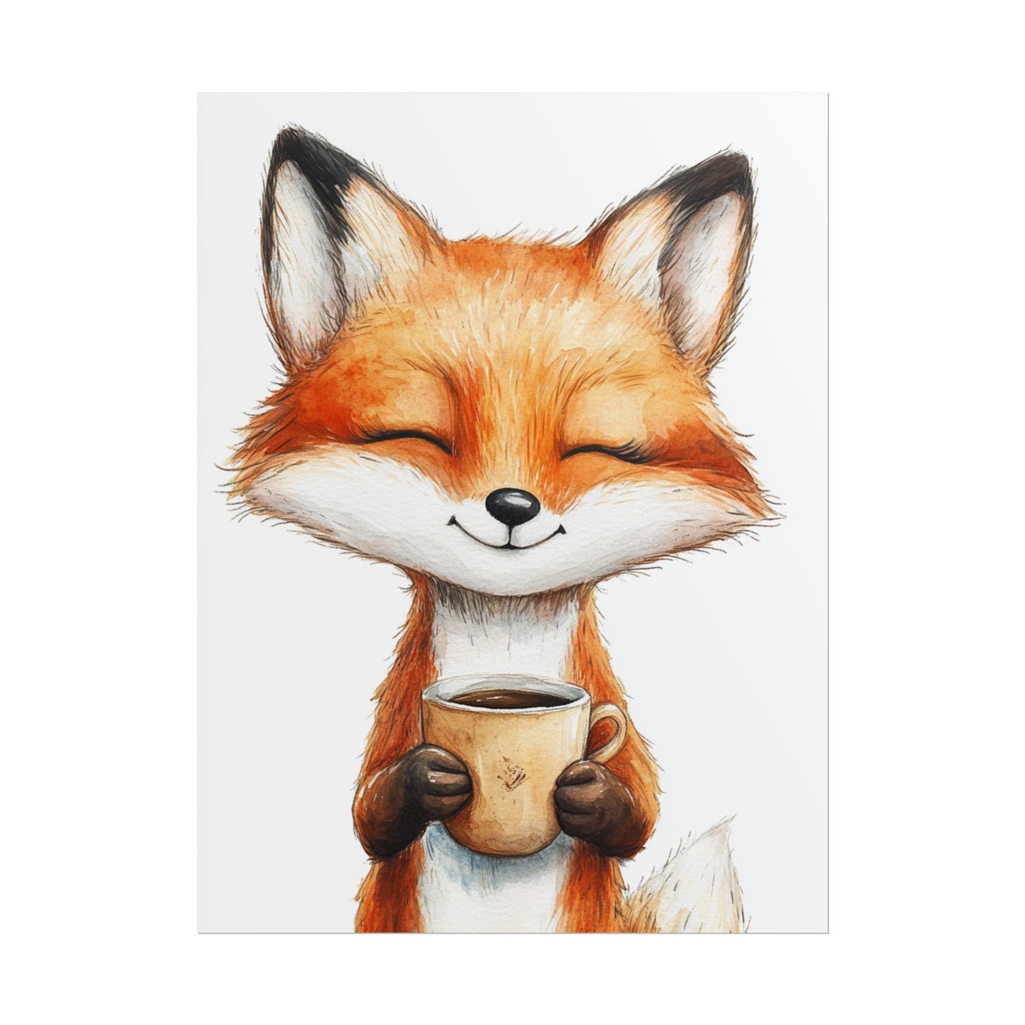 Morning Delight - Abstract Fox with Coffee