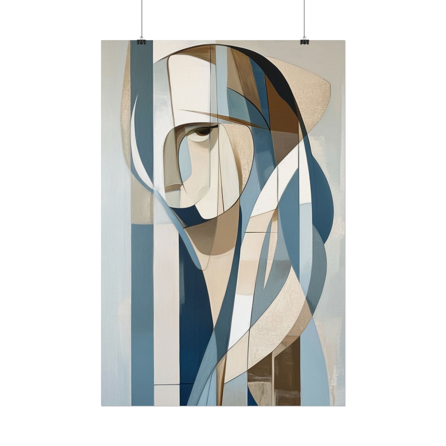 Contemplation in Blue - Modern Abstract Portrait