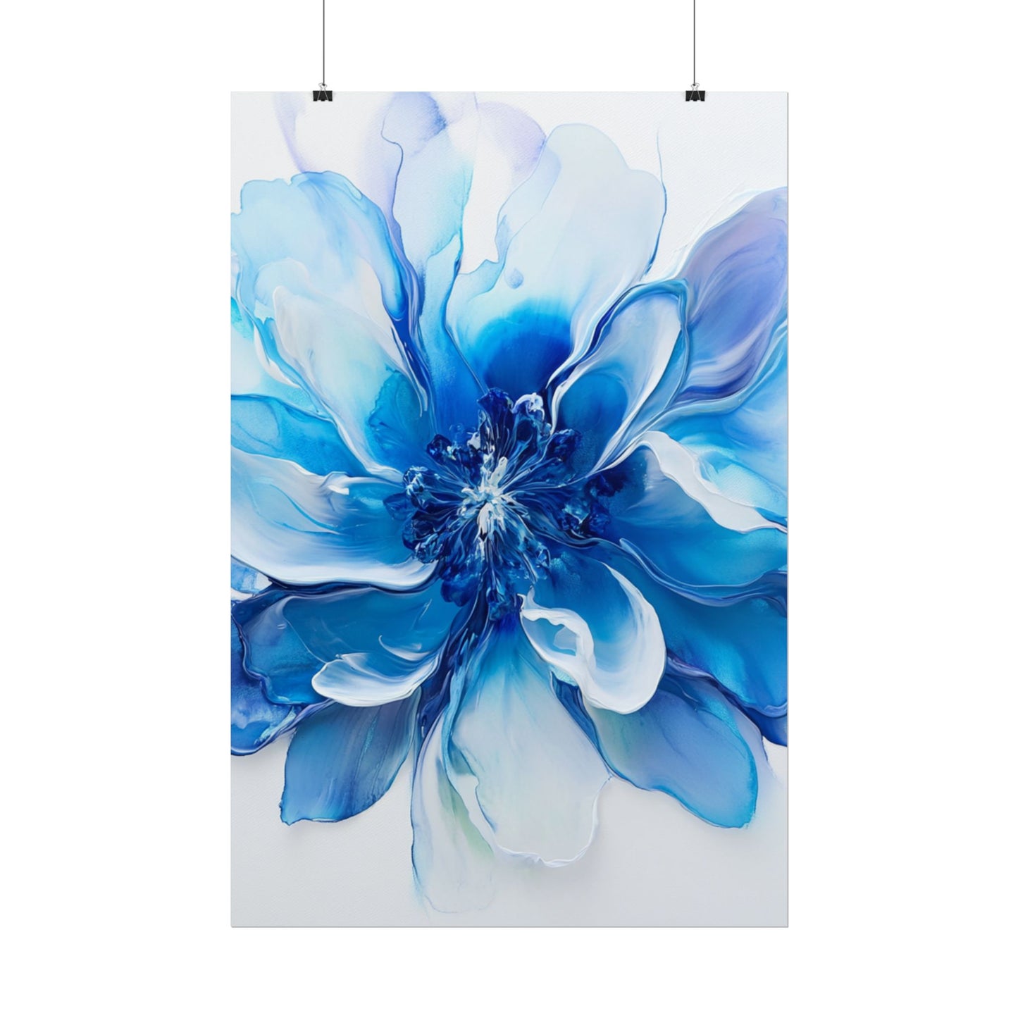 Ethereal Bloom - Abstract Blue Floral Art Print