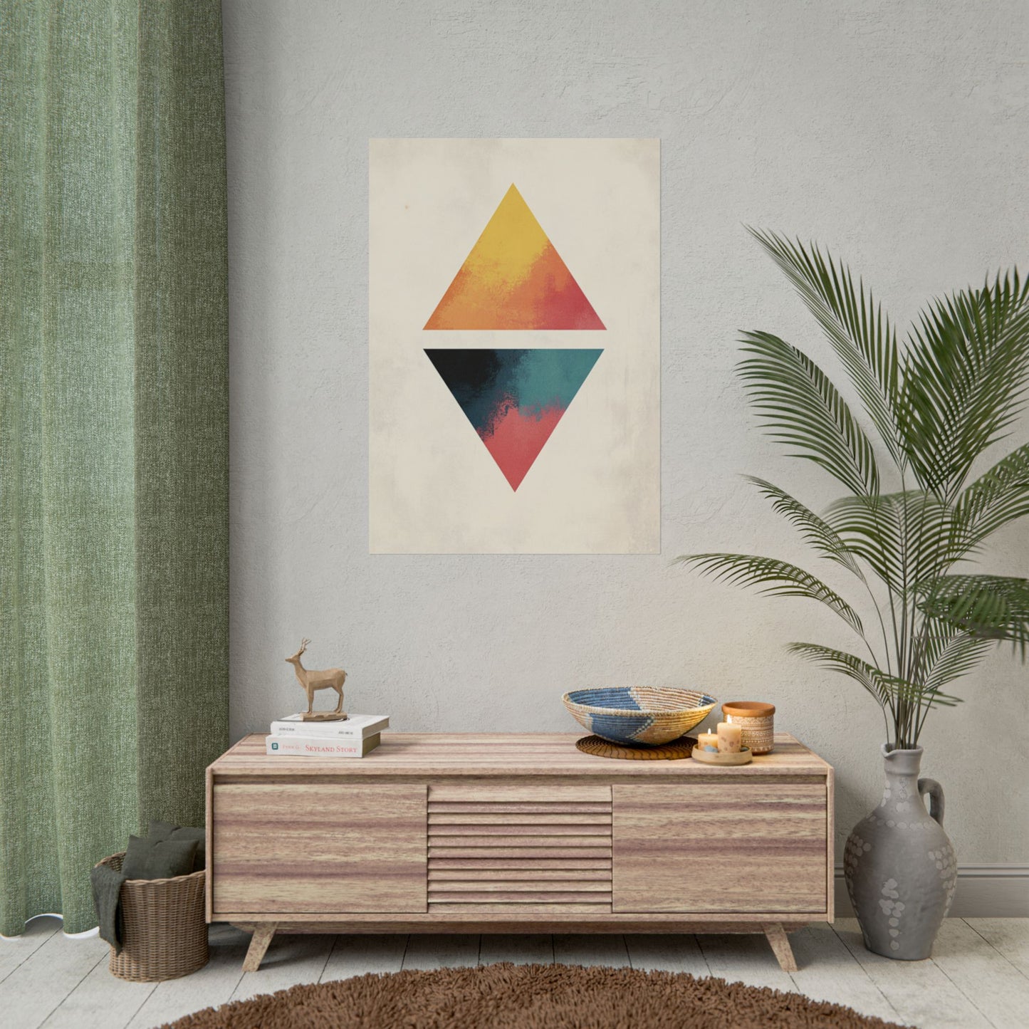 Dual Peaks - Geometric Abstract Art Print