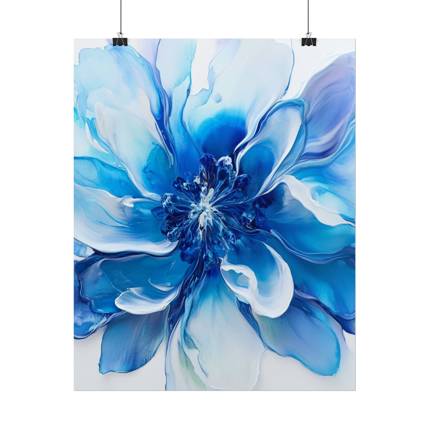 Ethereal Bloom - Abstract Blue Floral Art Print