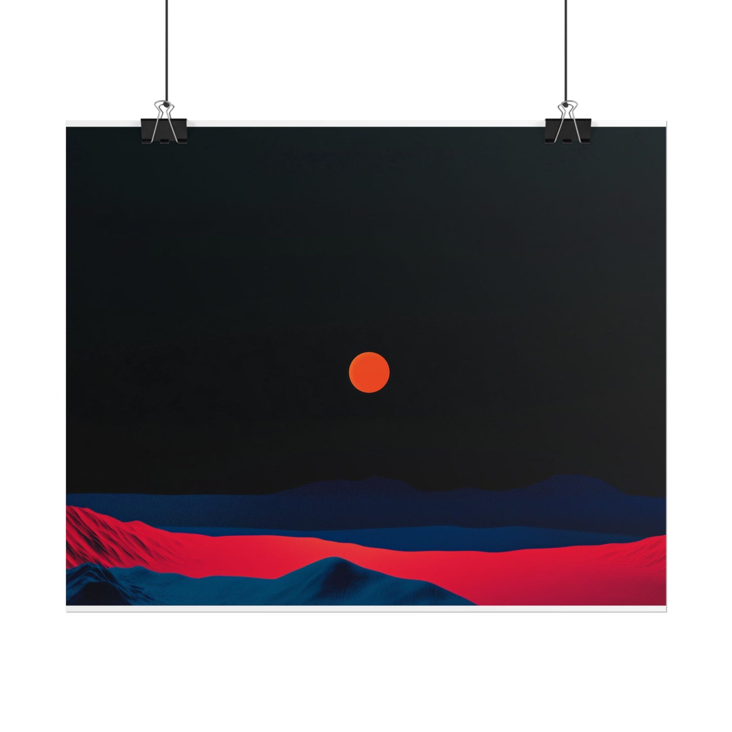 Blood Moon Over Fiery Mountains - Abstract Art Print